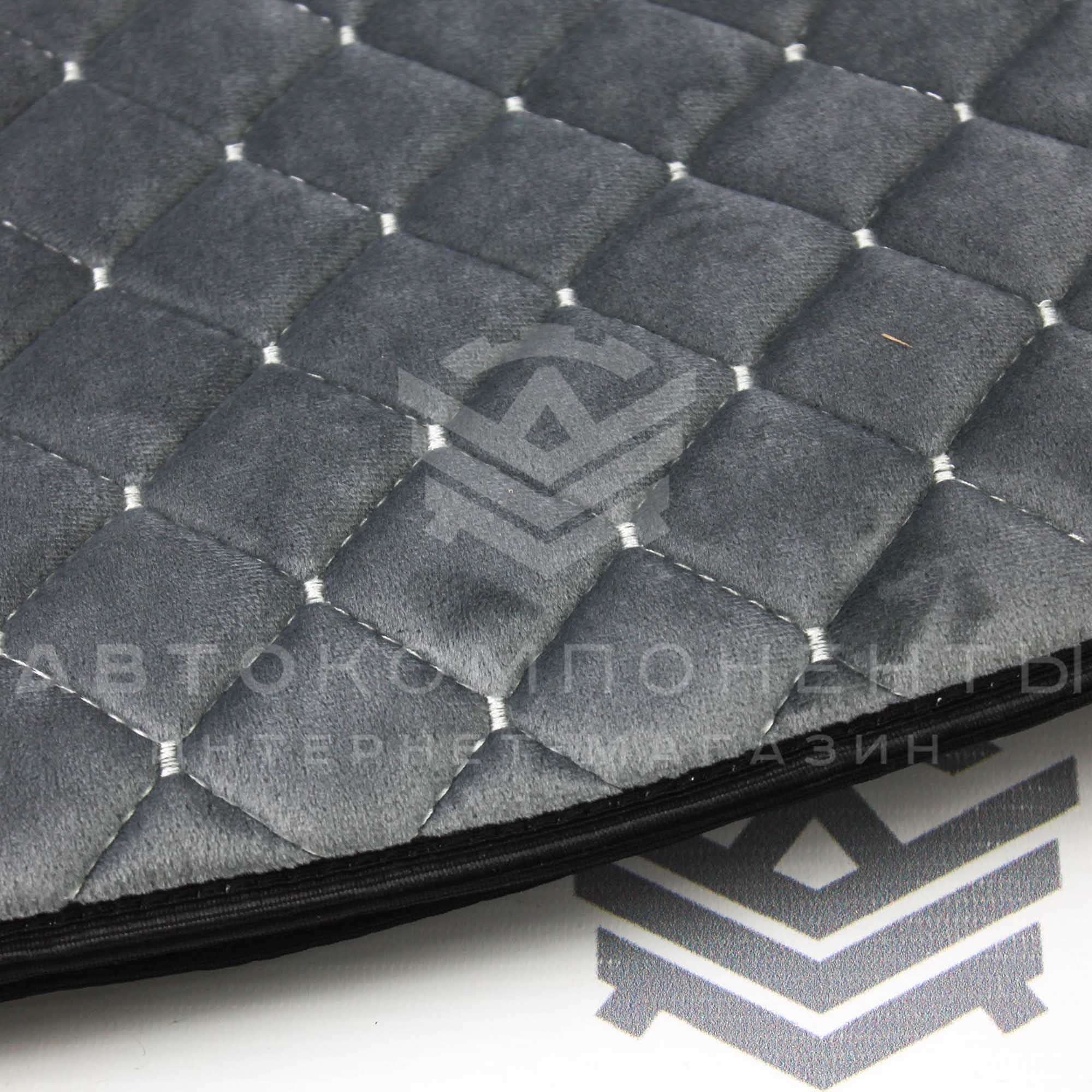 Универсальные накидки из велюра (широкие) с бортами на передние сиденья Ромб (серые)