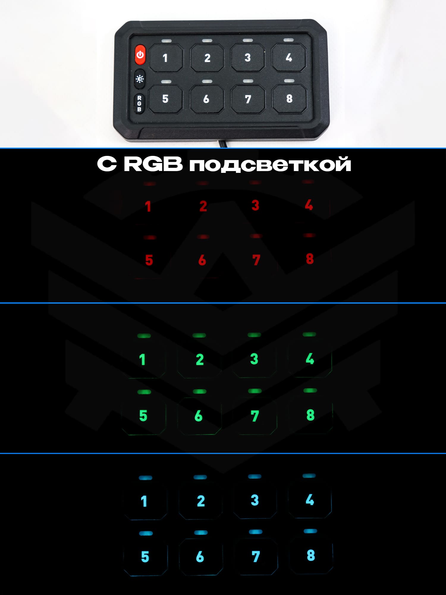 Универсальная панель переключателей KeyPad (кейпад) на 8 кнопок