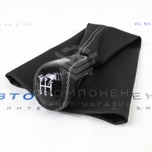 Ручка КПП (стиль Vesta черный лак) в коже для Лада Нива 4х4 / ВАЗ 2101-2107