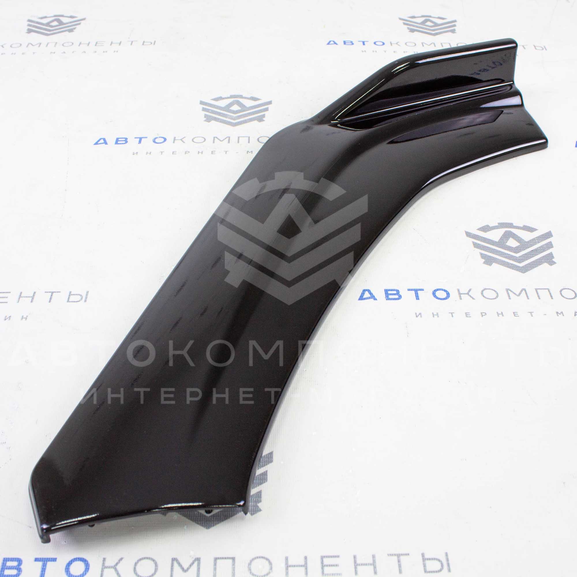 Универсальный сплиттер (вариант №2) переднего бампера (черный глянец)