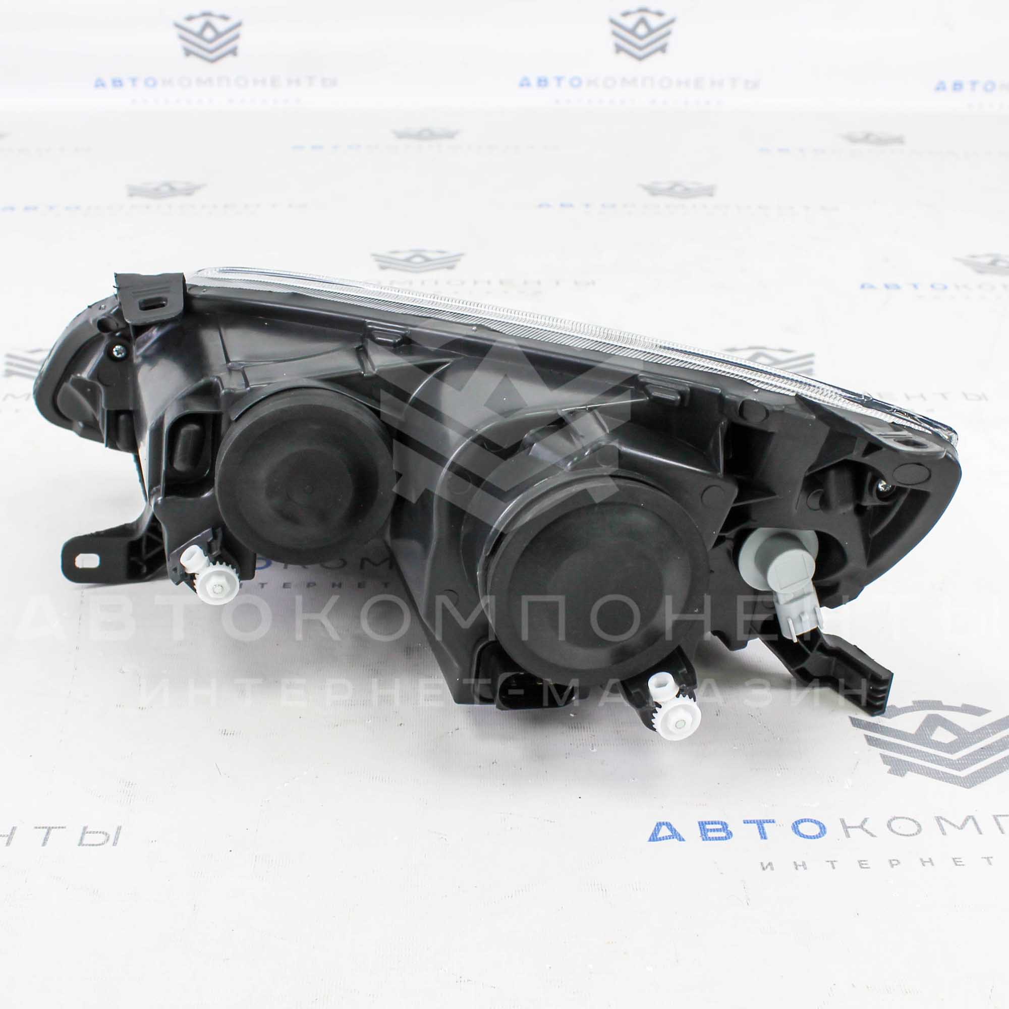 Фары с линзой и ДХО (черные) Лада Калина 2