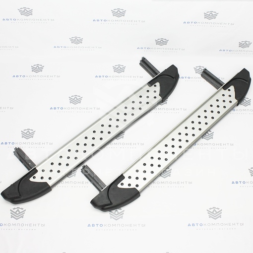 Пороги "БУМЕР" (алюминиевые с резинкой) Лада Нива 4х4, Урбан (серебристые)