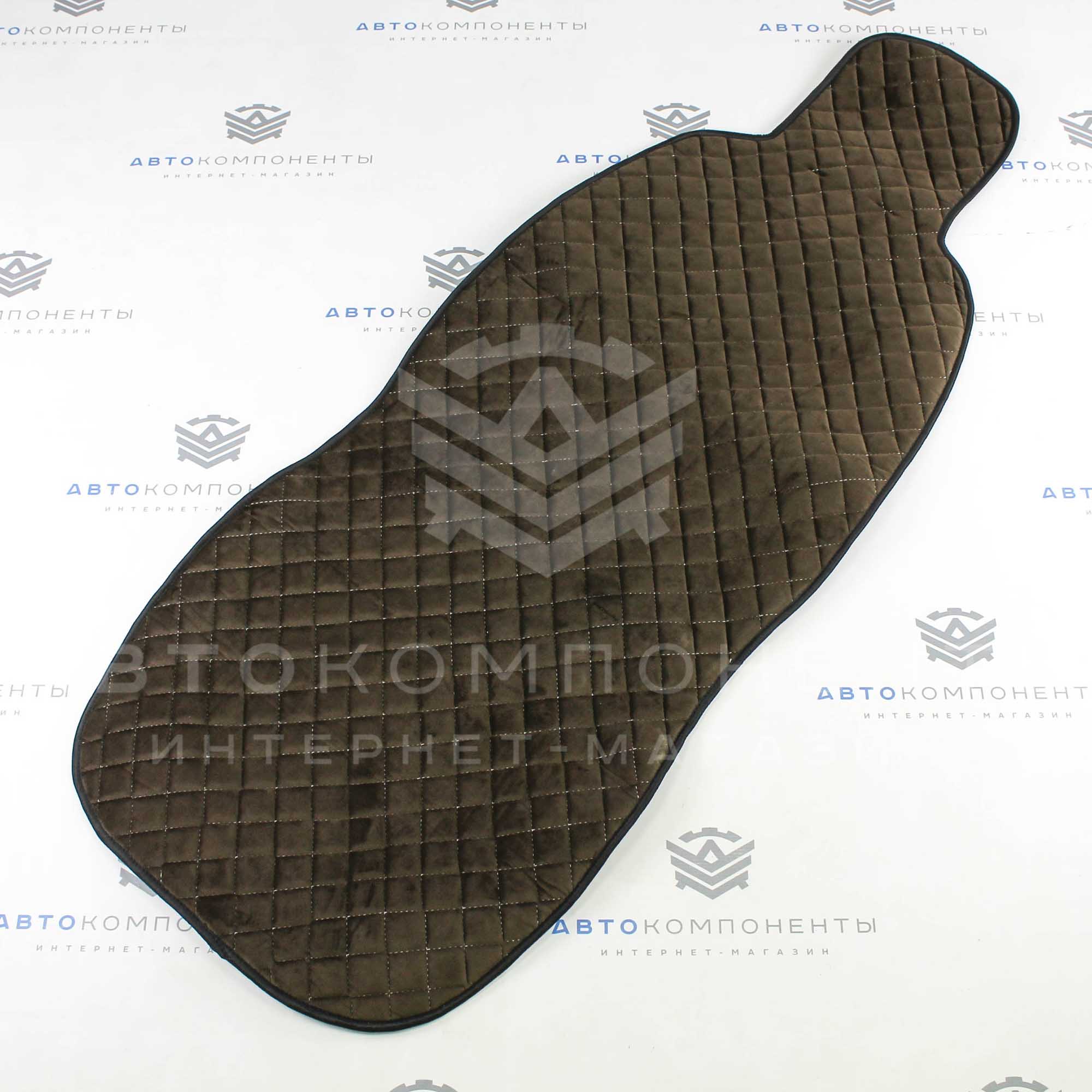 Универсальные накидки из велюра (широкие) с бортами на передние сиденья Ромб (коричневые)