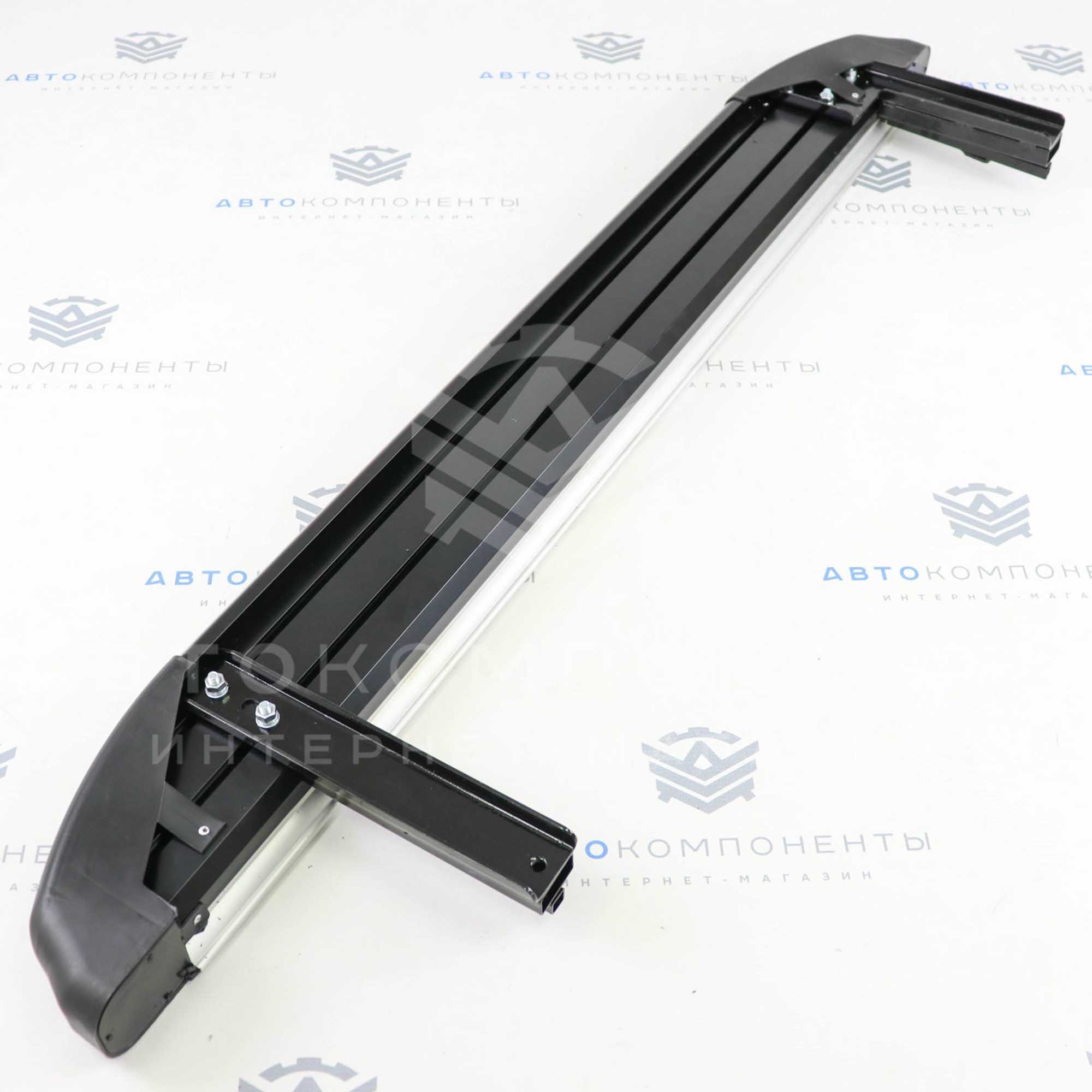 Пороги "БУМЕР 2" (алюминиевые с резинкой) Лада Нива 4х4, Урбан (серебристые)