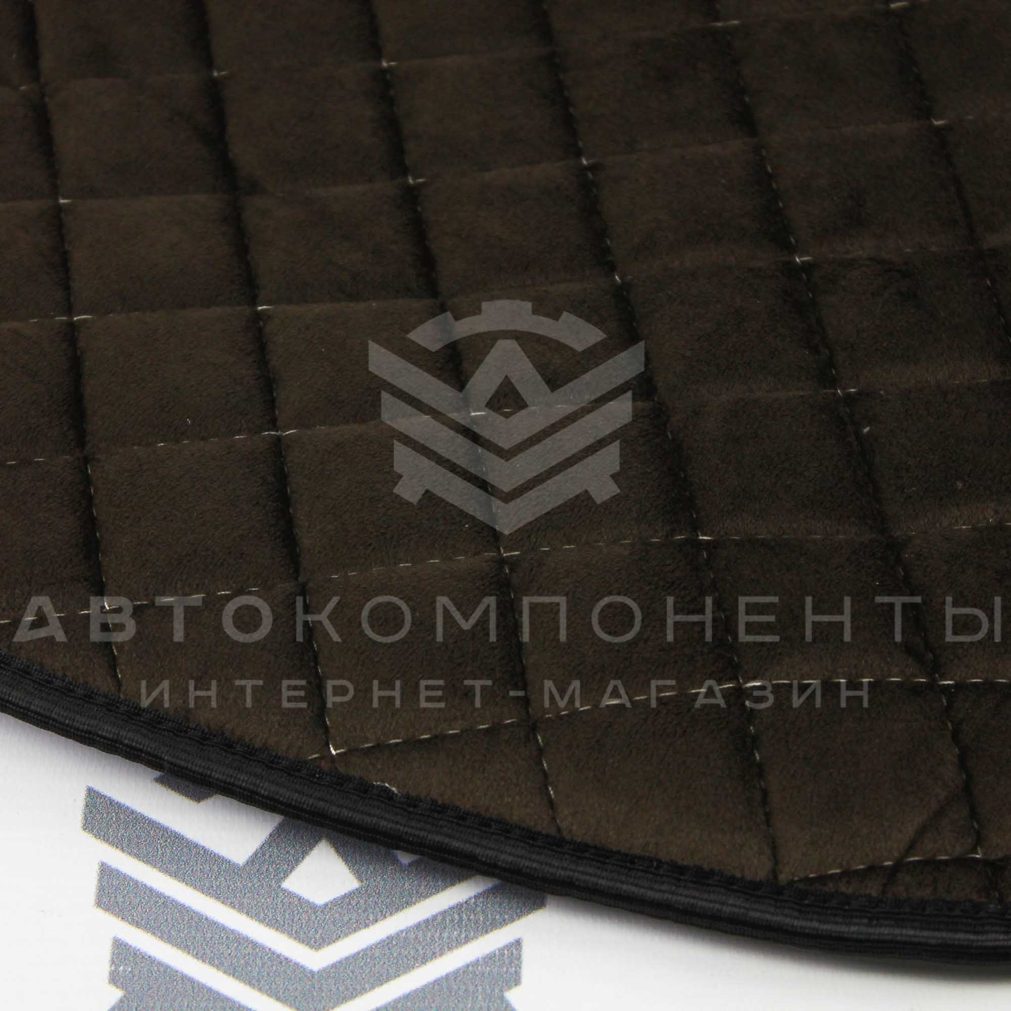 Универсальные накидки из велюра (широкие) с бортами на передние сиденья Ромб (коричневые)