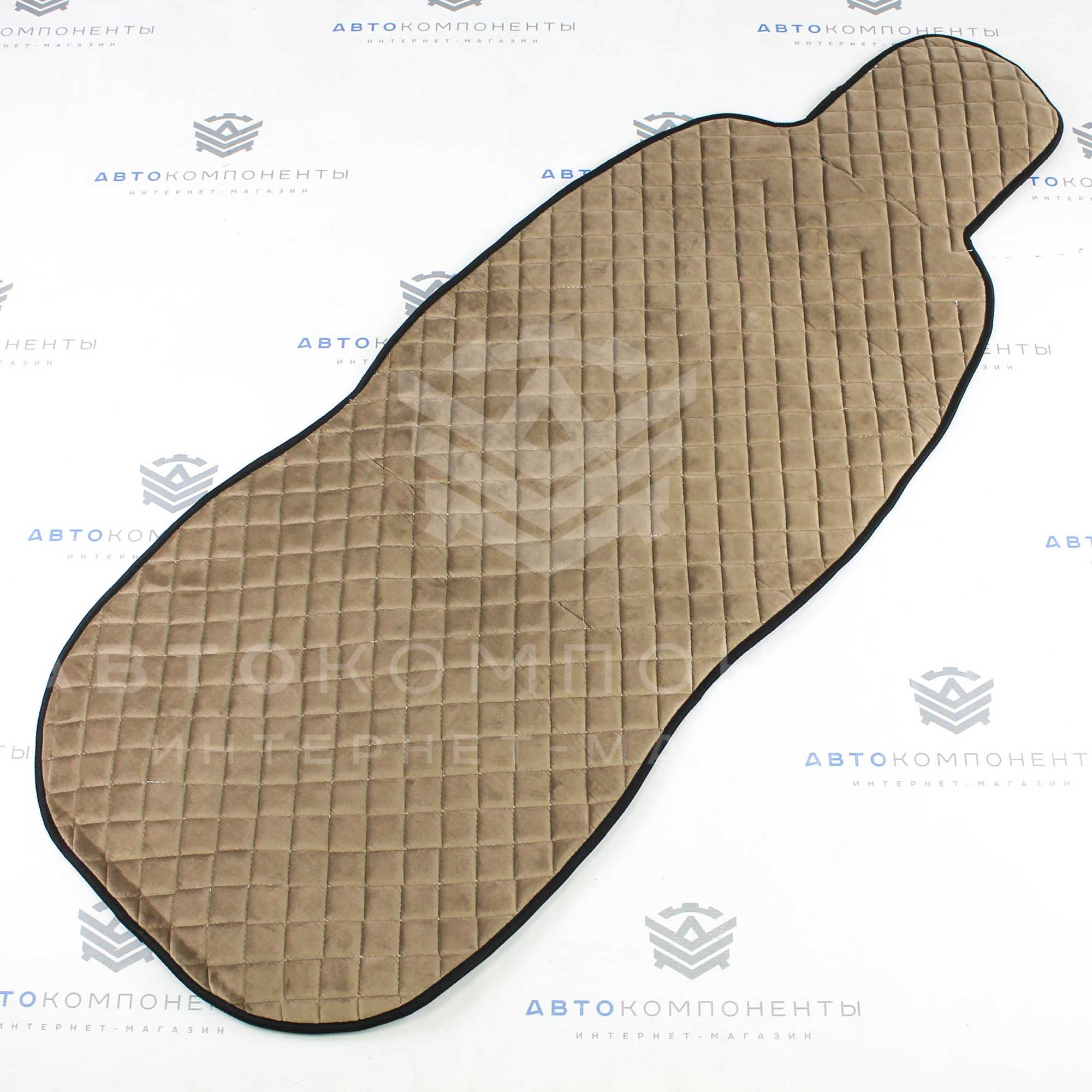 Универсальные накидки из велюра (широкие) без бортов на передние сиденья Ромб (бежевые)