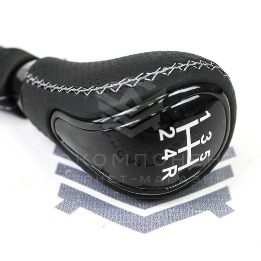 Ручка КПП (стиль Vesta черный лак) в коже для Лада Нива 4х4 / ВАЗ 2101-2107