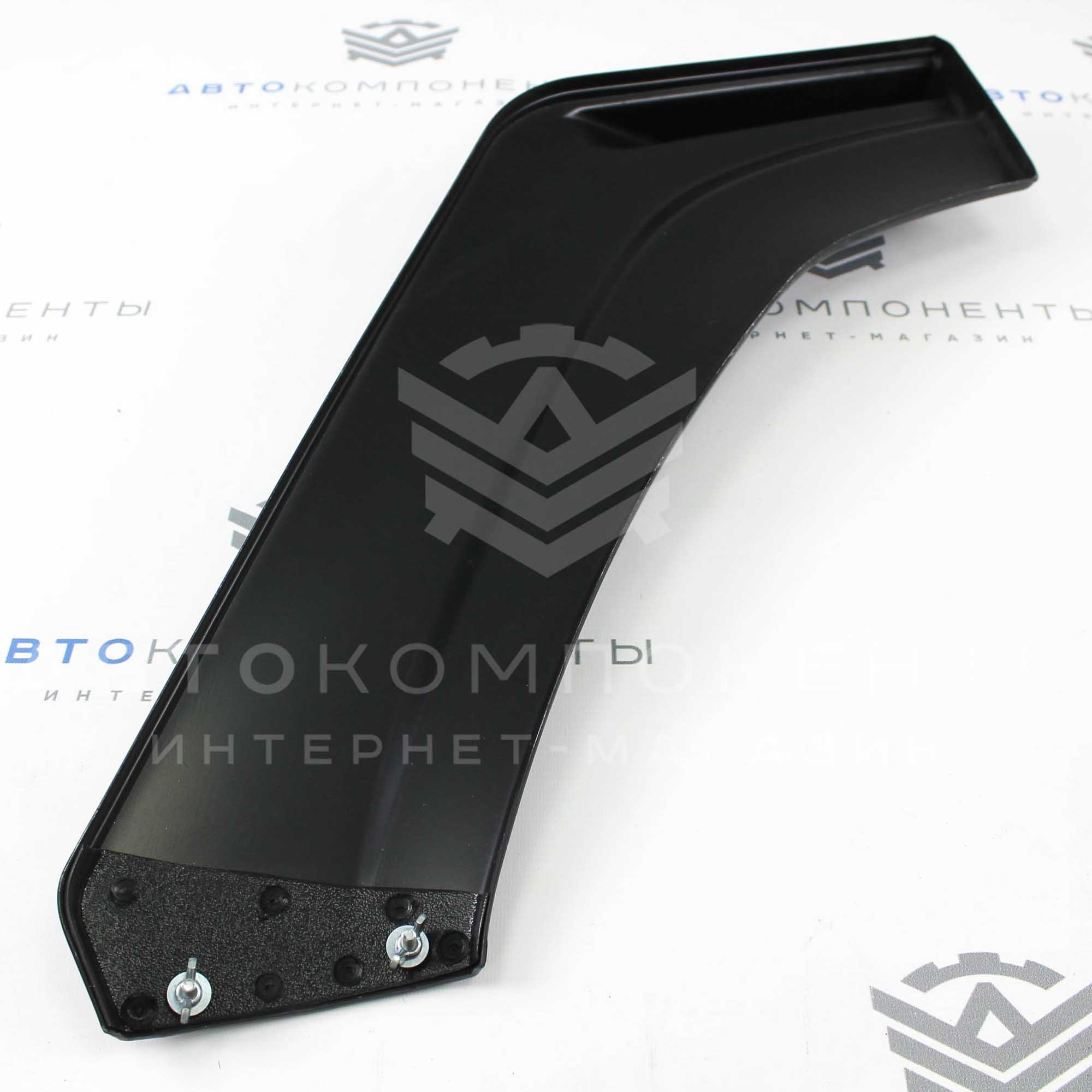 Универсальный сплиттер (вариант №4, с красной серединой) переднего бампера (черный глянец)