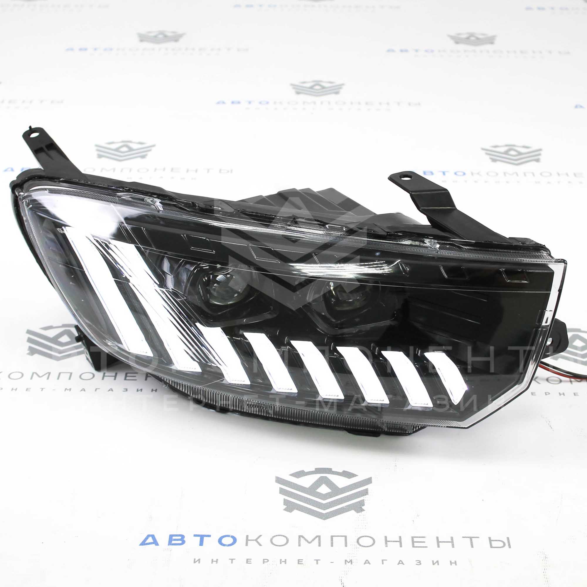 Фары Лада Гранта FL в стиле Audi с бегающими поворотниками и двойными BI-LED линзами