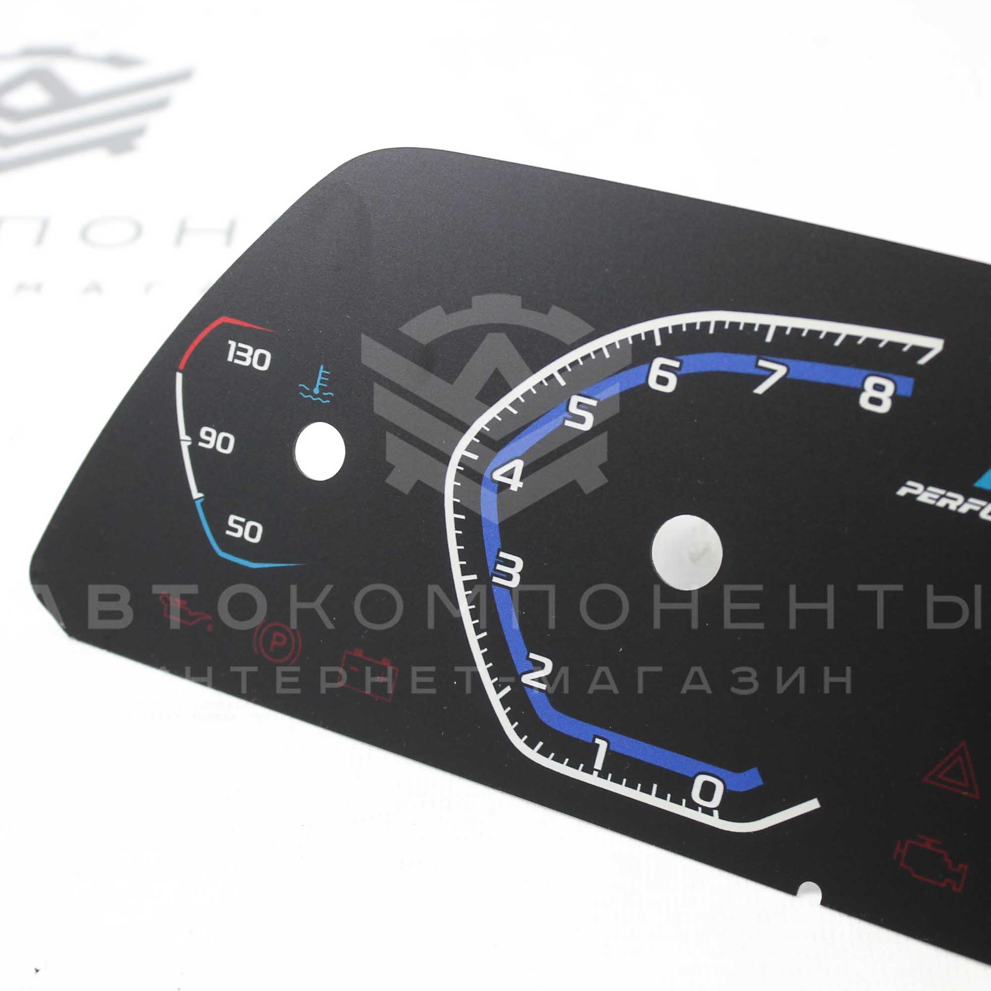 Накладка комбинации приборов "M perfomance" (один дисплей) ВАЗ 2110-2112 (синяя)
