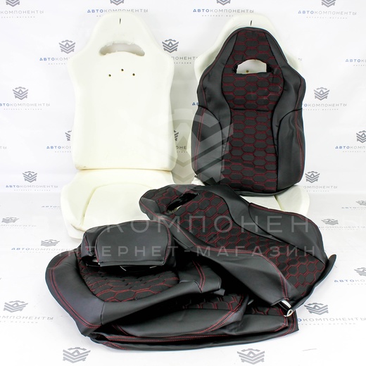 Комплект переделки сидений RECARO ВАЗ 2112 / Лада Приора (хэтчбек) с прострочкой "Соты"