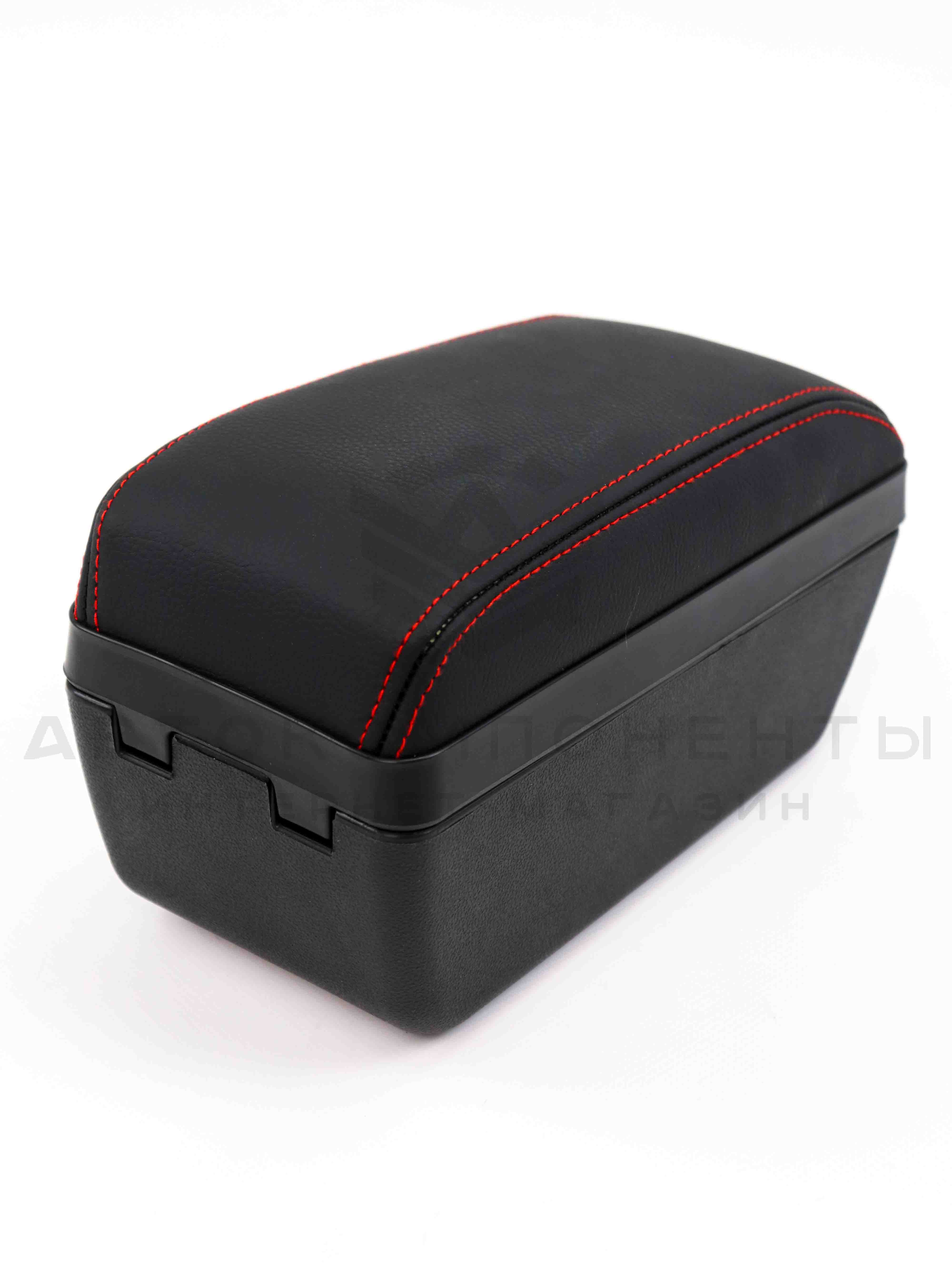 Подлокотник с боксом "Sal-Man" (в коже) Лада Приора (красная нить)