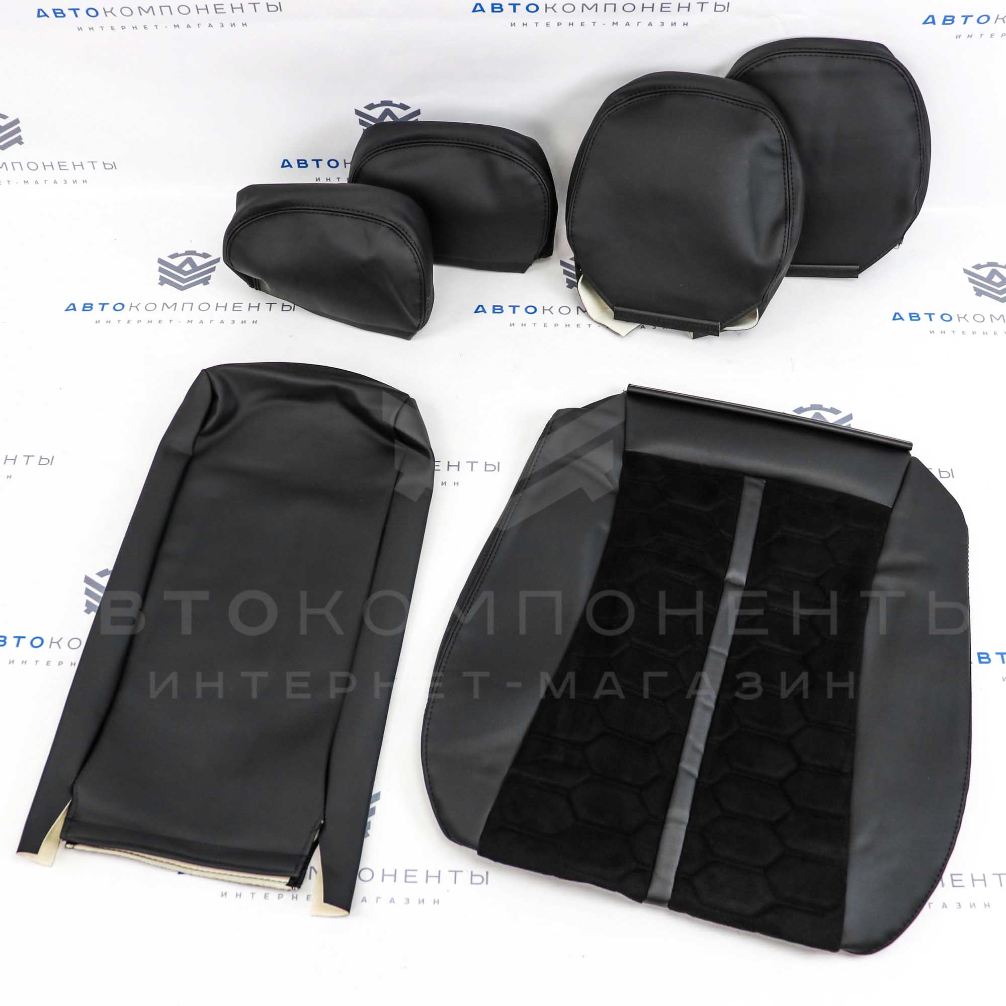 Обивки сидений Лада Приора (седан) с прострочкой "Соты" (полоса по середине)