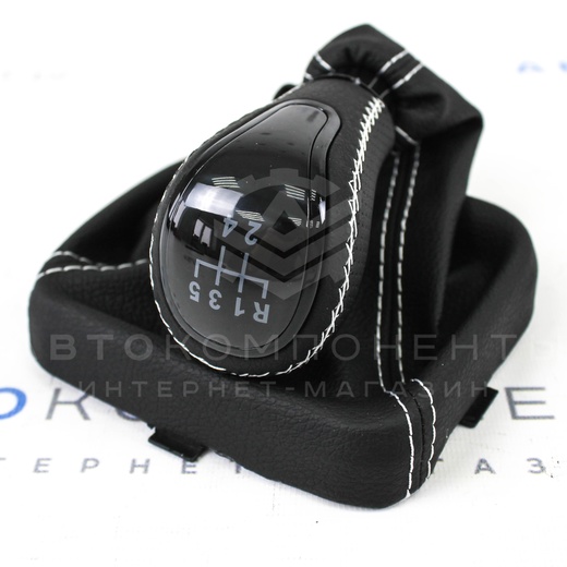 Ручка КПП (стиль Vesta, черный лак) в коже ВАЗ 2113, 2114, 2115