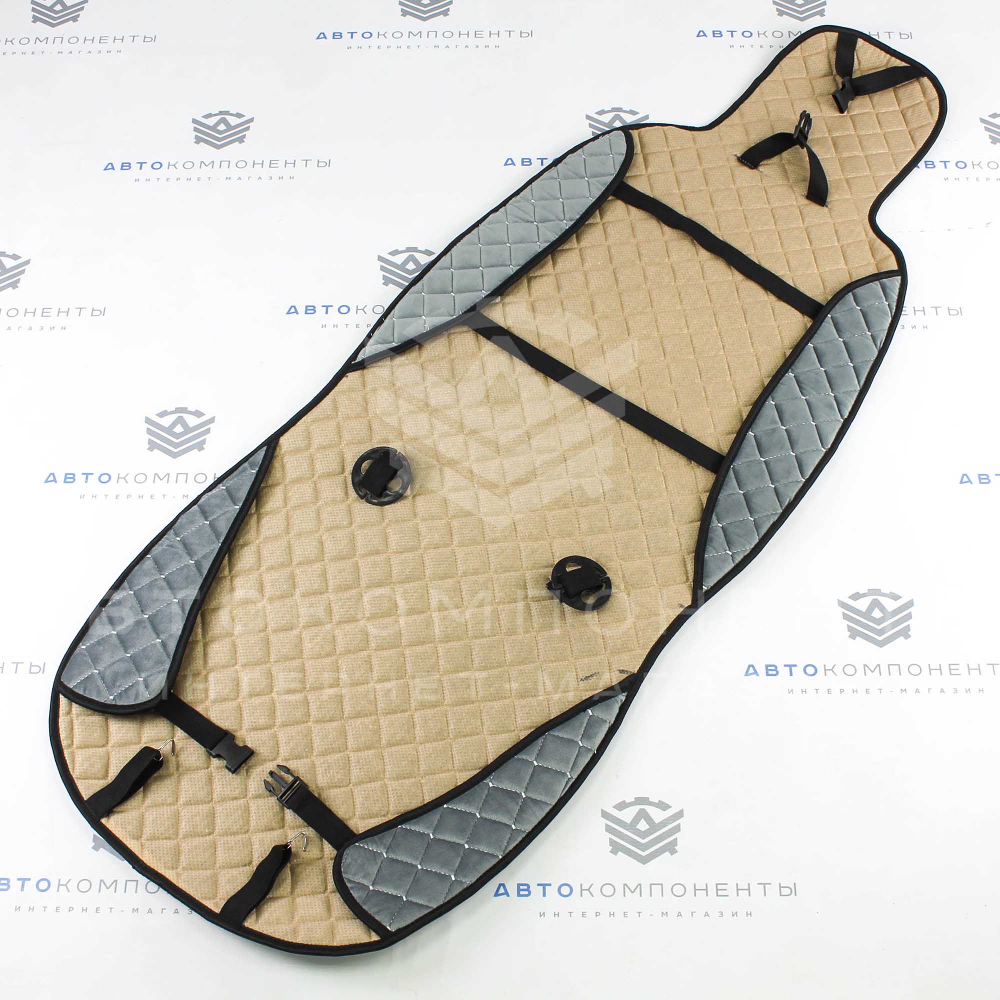 Универсальные накидки из велюра (широкие) с бортами на передние сиденья Ромб (серые)