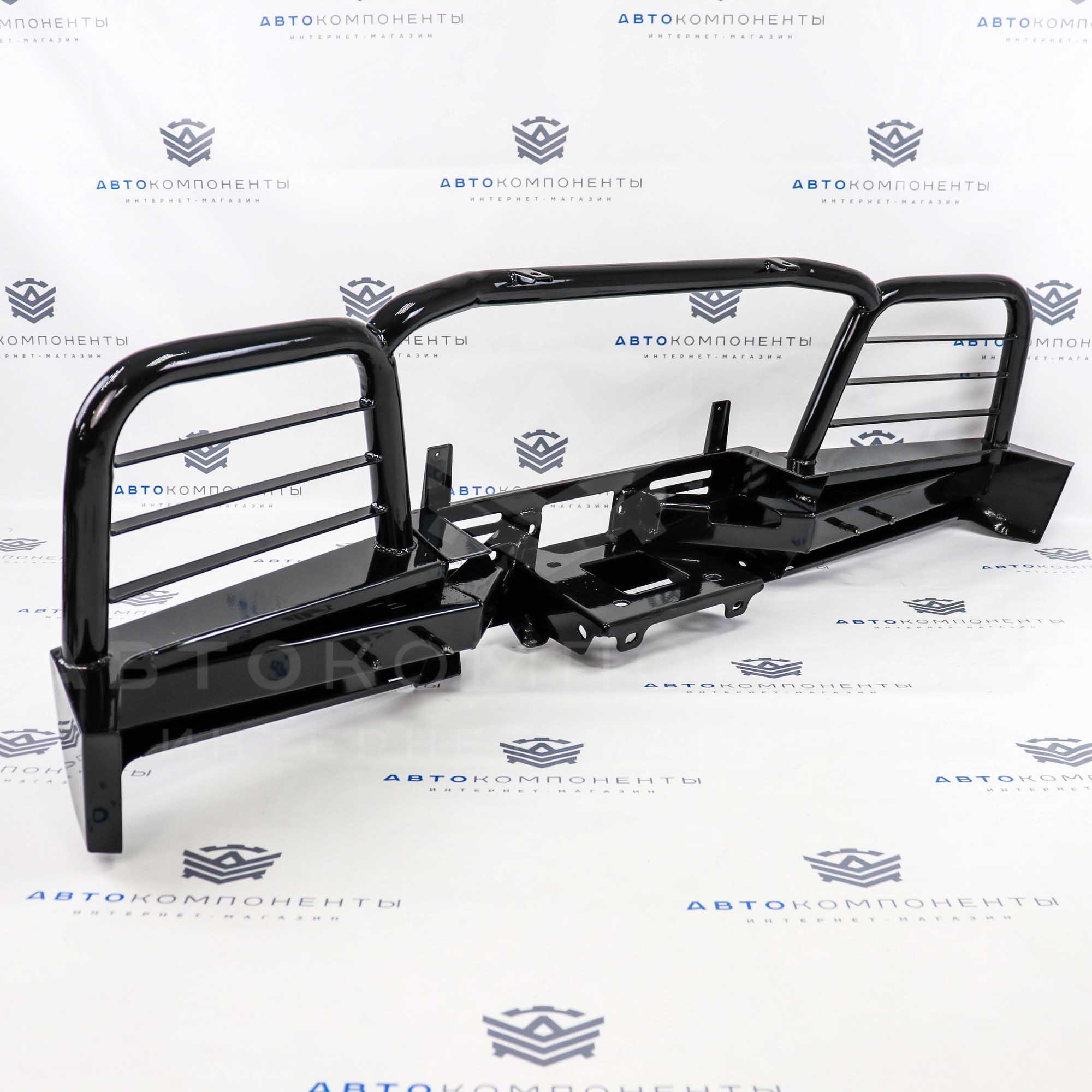 Силовой передний бампер (под лебедку) с доп. защитой двигателя "ТехноСфера" Лада Нива 4х4 (0368, 0369)