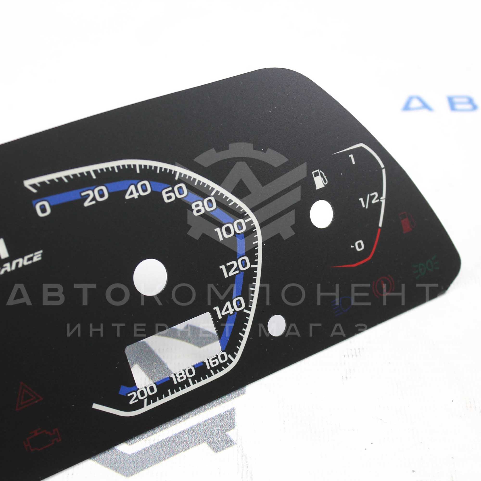 Накладка комбинации приборов "M perfomance" (один дисплей) ВАЗ 2110-2112 (синяя)