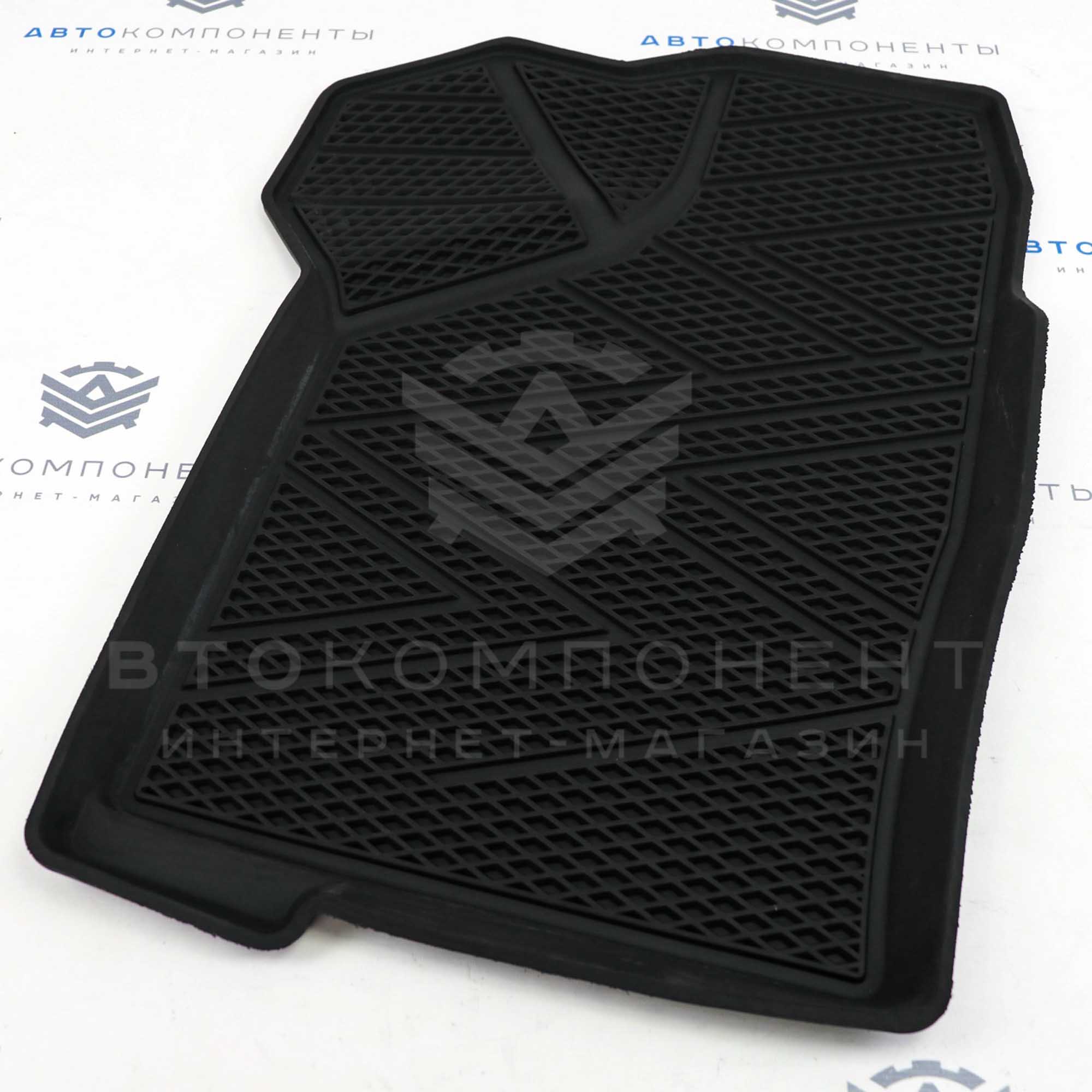 Ковры салонные "Rezkon" с бортами (резиновые, ромб) ВАЗ 2108-21099, 2113-2115 (1239010100)