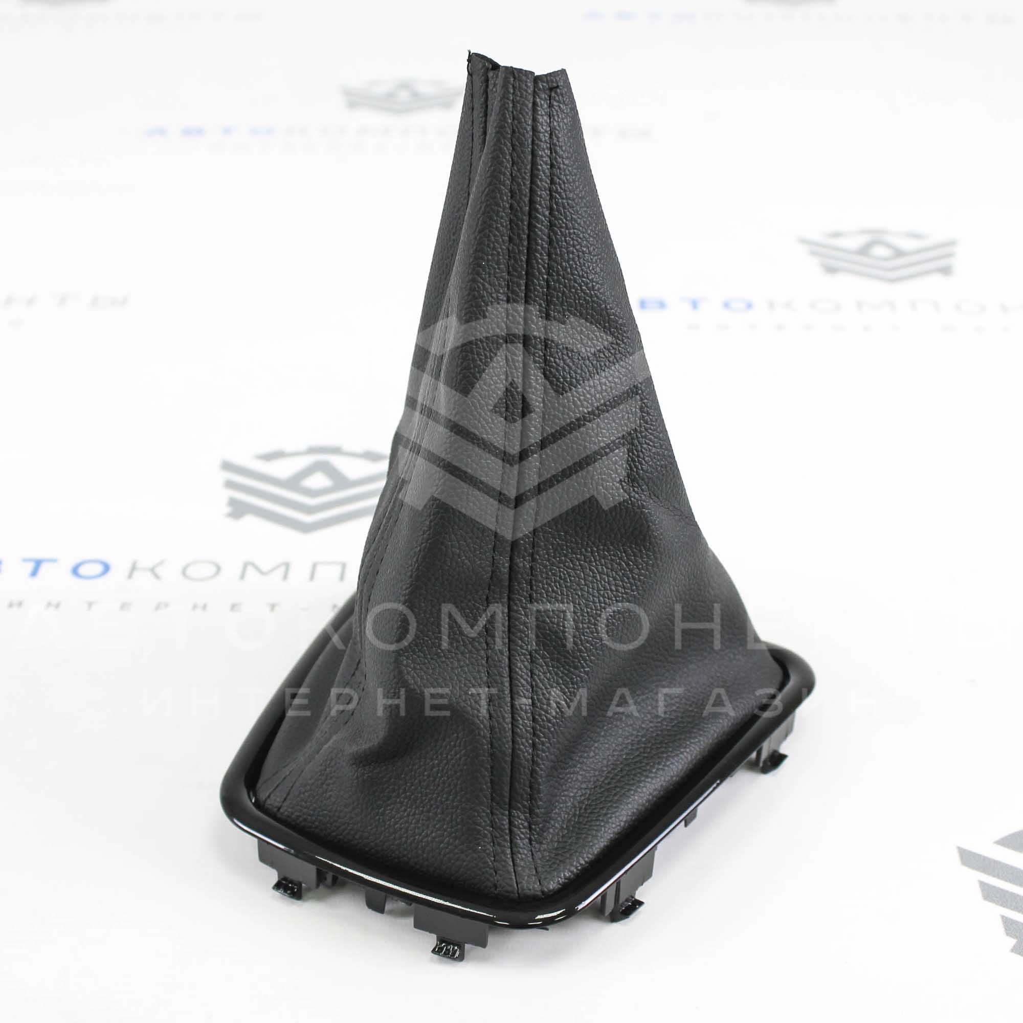 Ручка КПП с рамкой (стиль Vesta, черный лак) Лада Гранта, Калина 2 (черная нить) "Sal-Man"