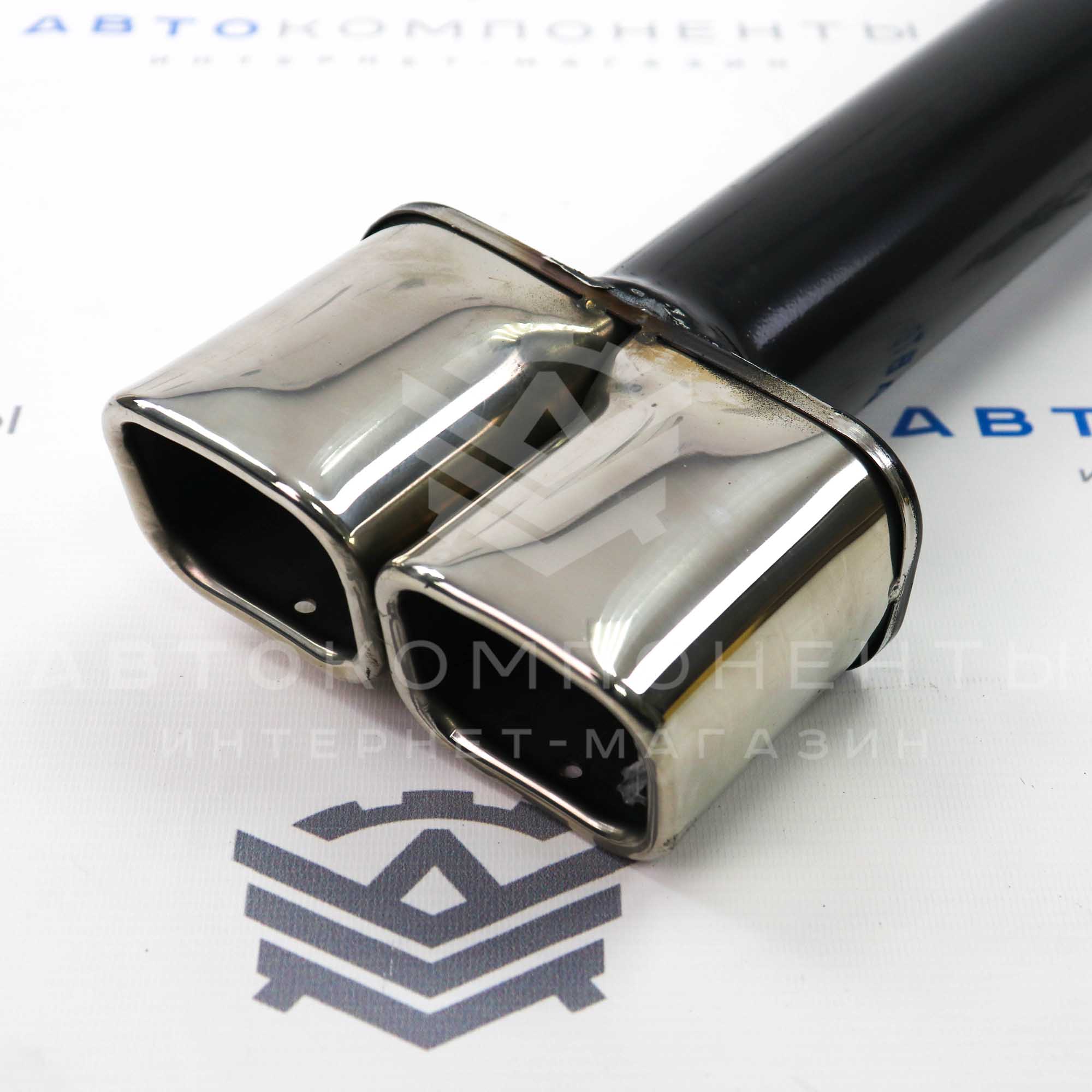 Глушитель "Stinger" прямоточный, раздвоенный (с двойными квадратными насадками) ВАЗ 21099