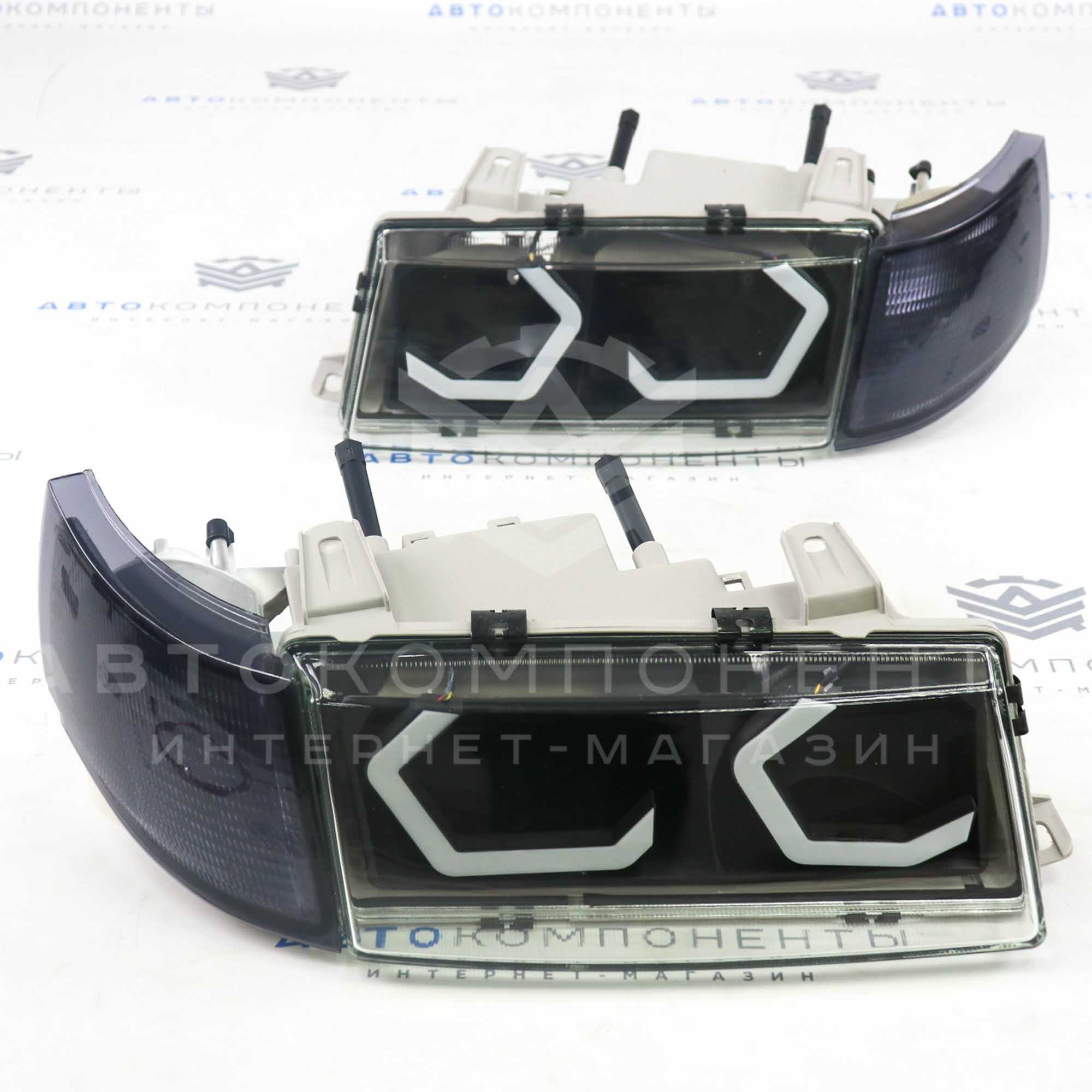 Фары ВАЗ 2110-2112 в стиле BMW (черная маска) с ДХО