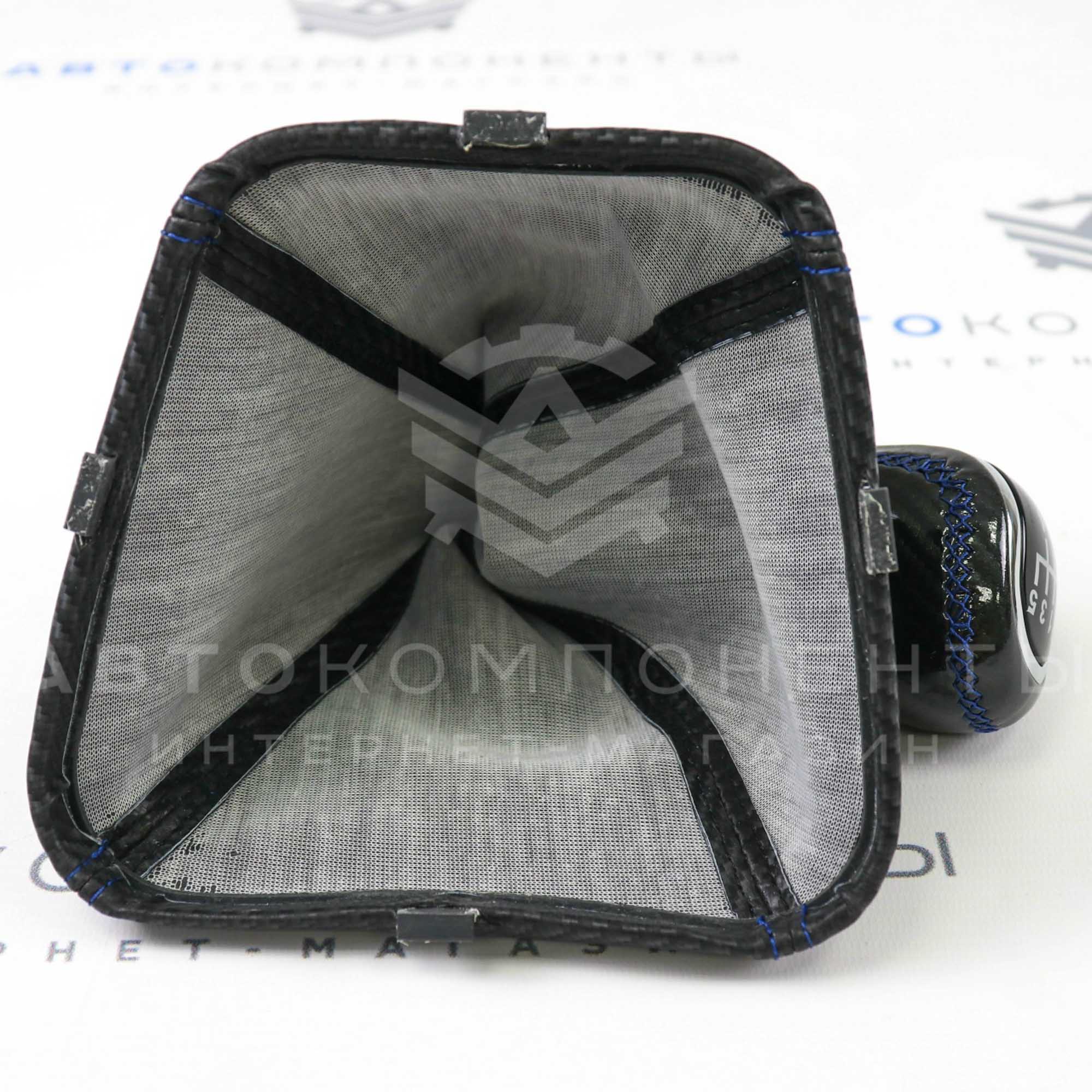 Ручка КПП "Карбон" (стиль Vesta, в коже, хром) ВАЗ 2110, 2111, 2112