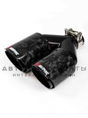 Раздвоенная насадка AKRAPOVIC (открытого типа) на глушитель (правая) 51-89мм (кованый карбон, черная)