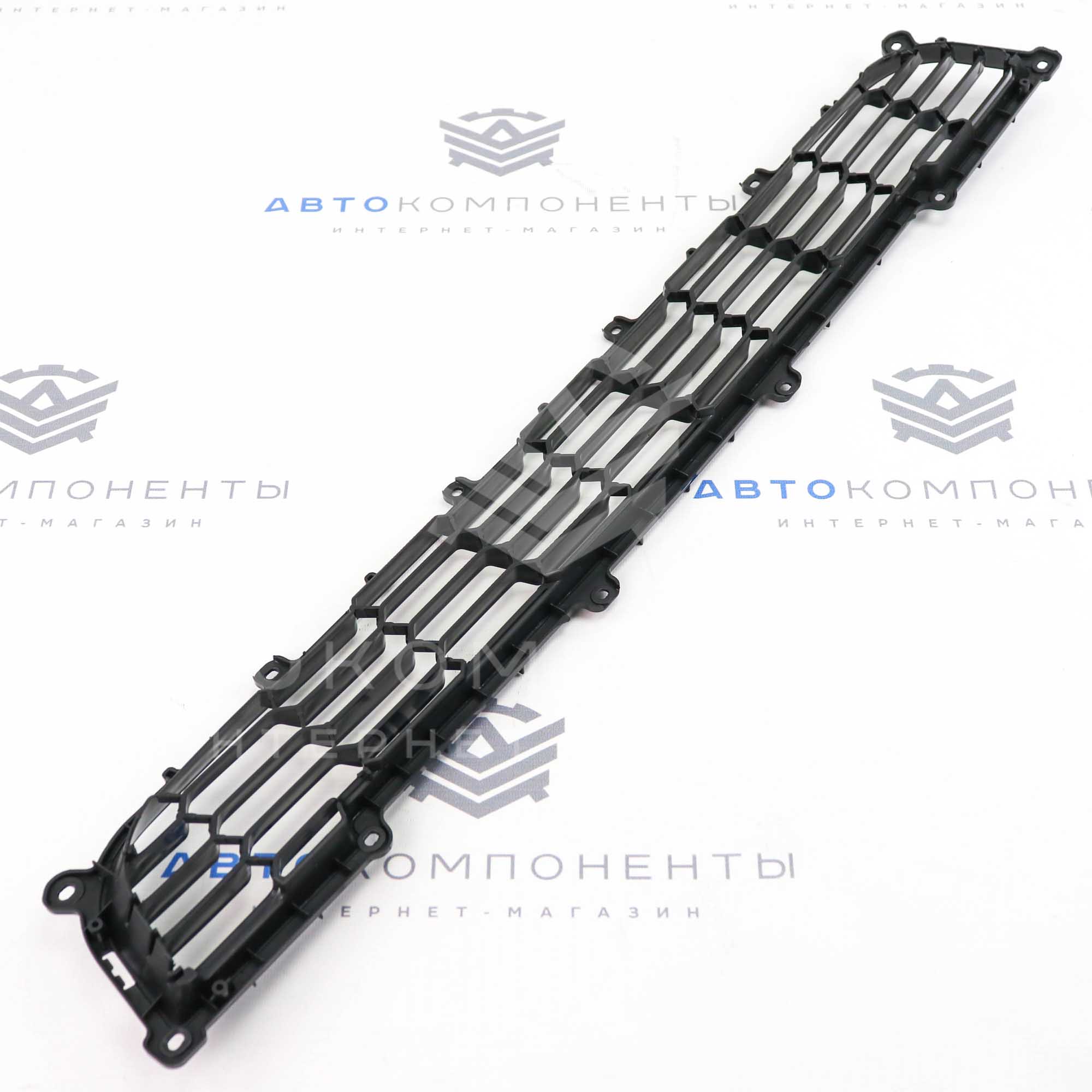 Нижняя решетка переднего бампера (соты) Лада Приора 2 (черный глянец)