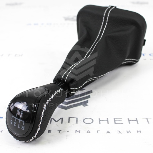 Ручка КПП (стиль Vesta, черный лак) в коже ВАЗ 2113, 2114, 2115