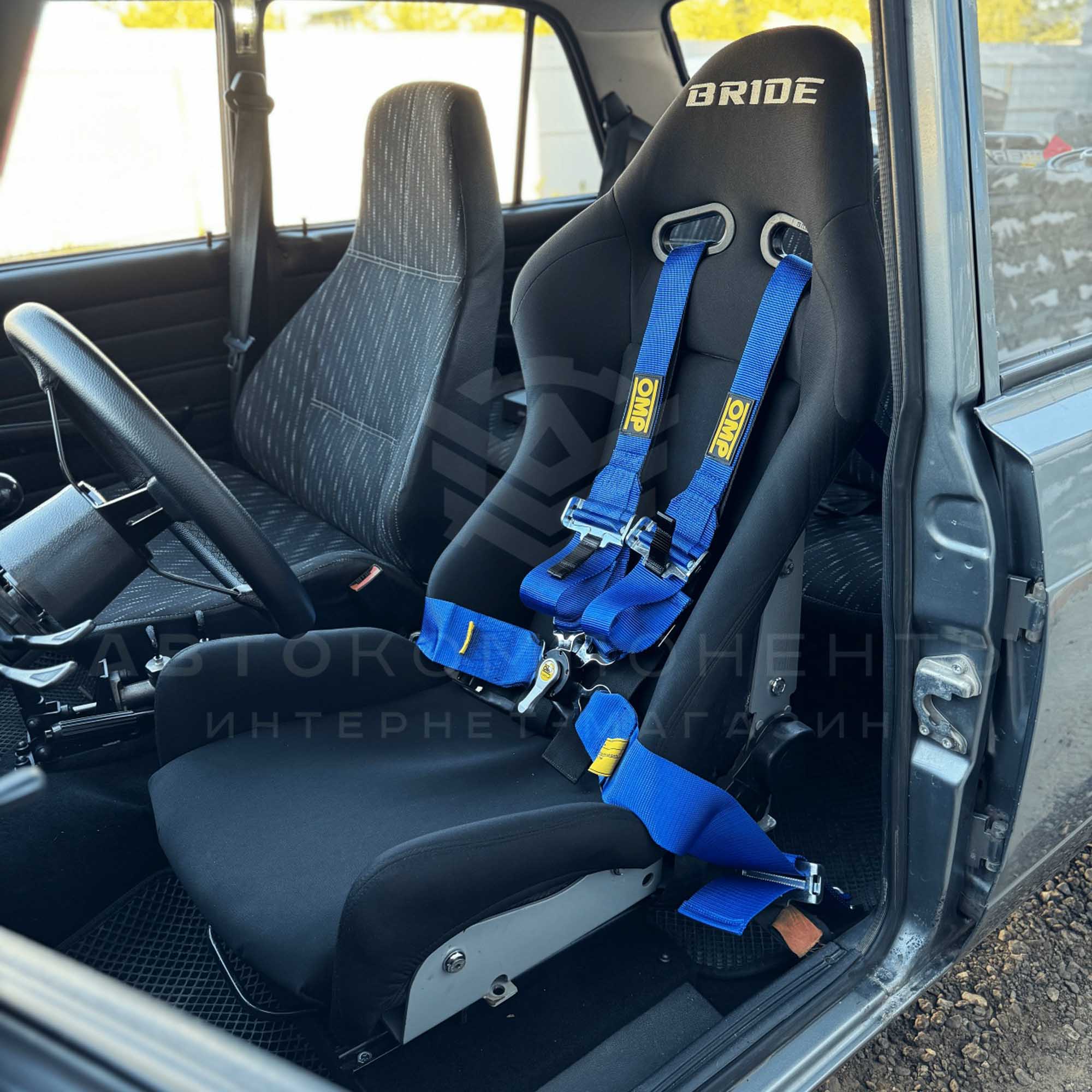 Ремни безопасности SPORT OMP style 4-х точечные (синие)