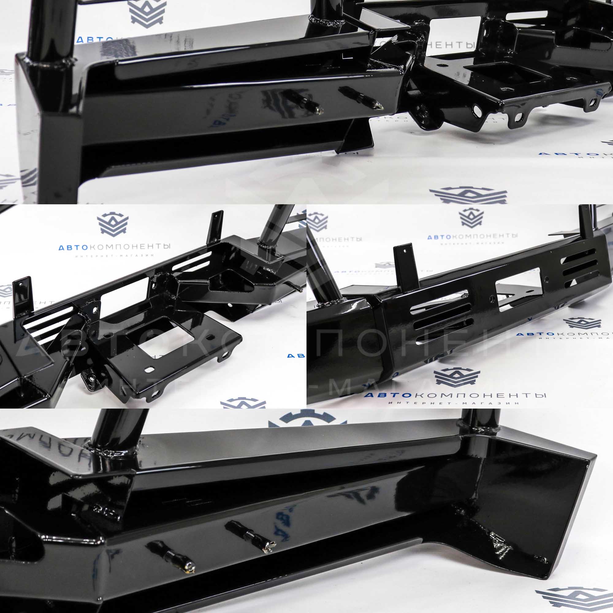 Силовой передний бампер (под лебедку) с доп. защитой двигателя "ТехноСфера" Лада Нива 4х4 (0368, 0369)