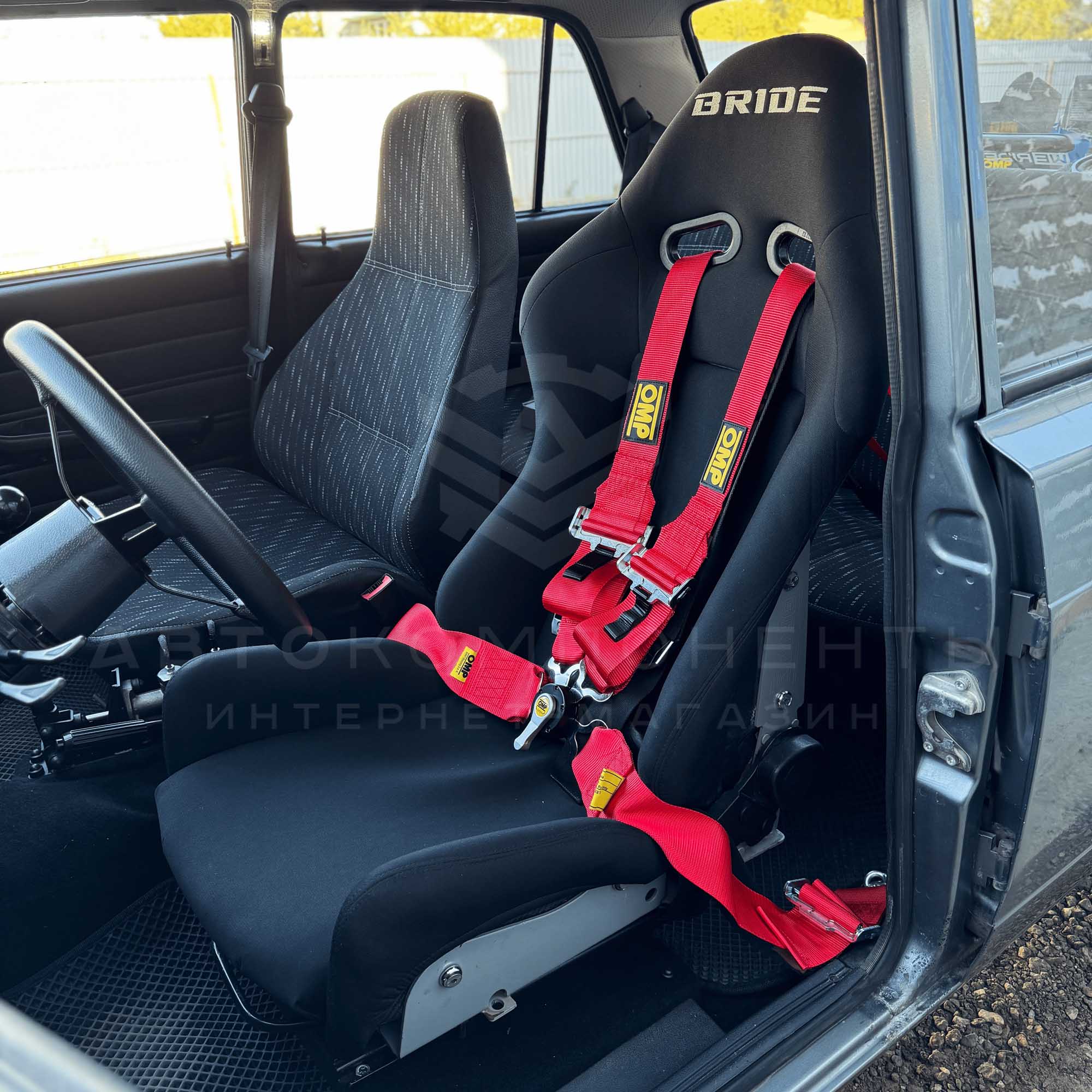Ремни безопасности SPORT OMP style 4-х точечные (красные)