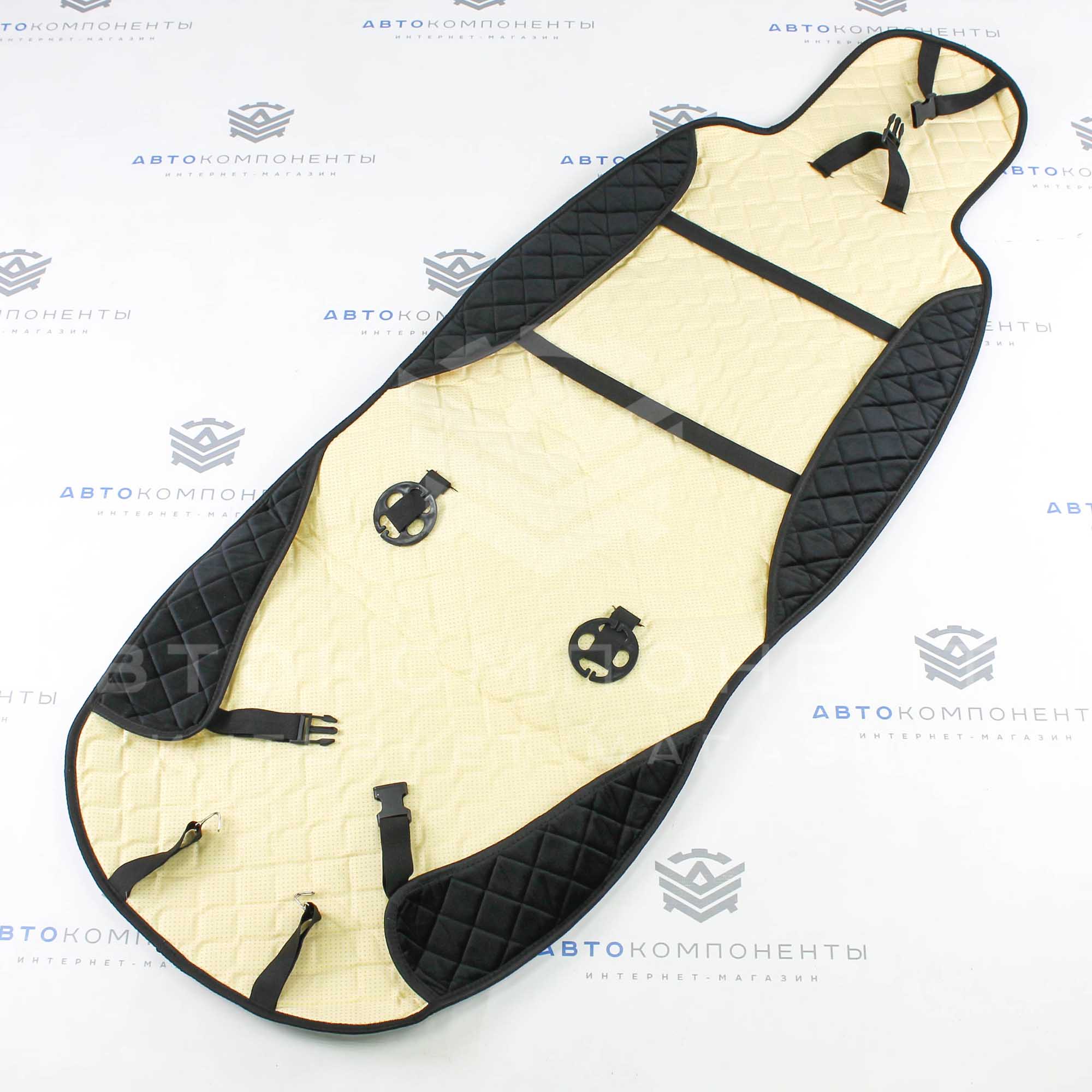 Универсальные накидки из велюра (широкие) с бортами на передние сиденья Ромб (черные)