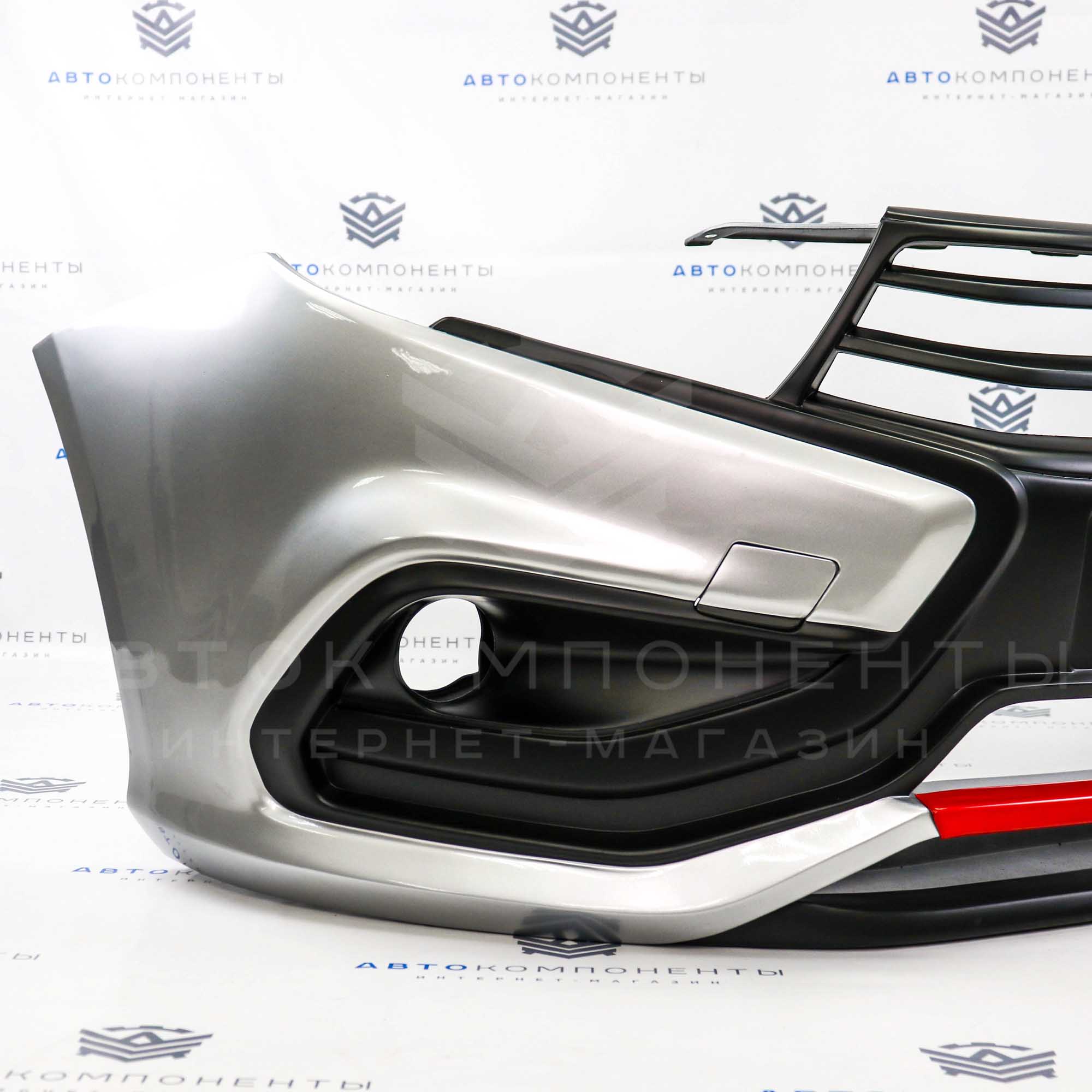 Передний бампер в стиле Vesta Sport под штатную установку Лада Vesta в цвет кузова