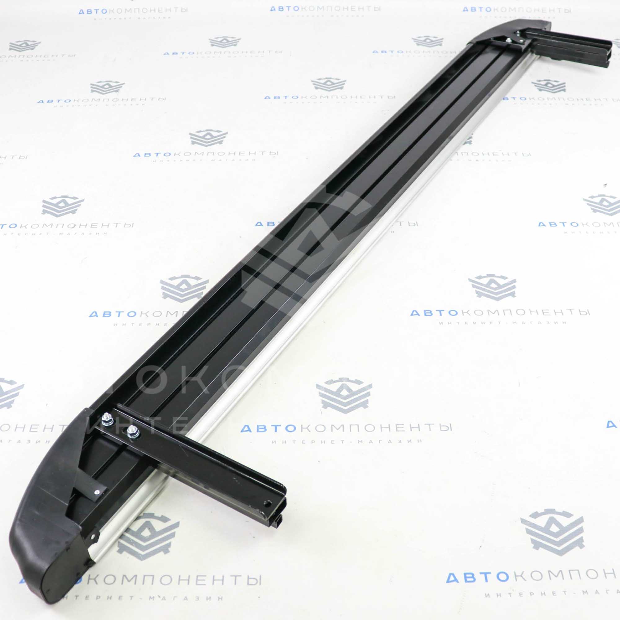 Пороги "БУМЕР 2" (алюминиевые с резинкой) Лада Нива 4х4, Урбан (серебристые) 5D