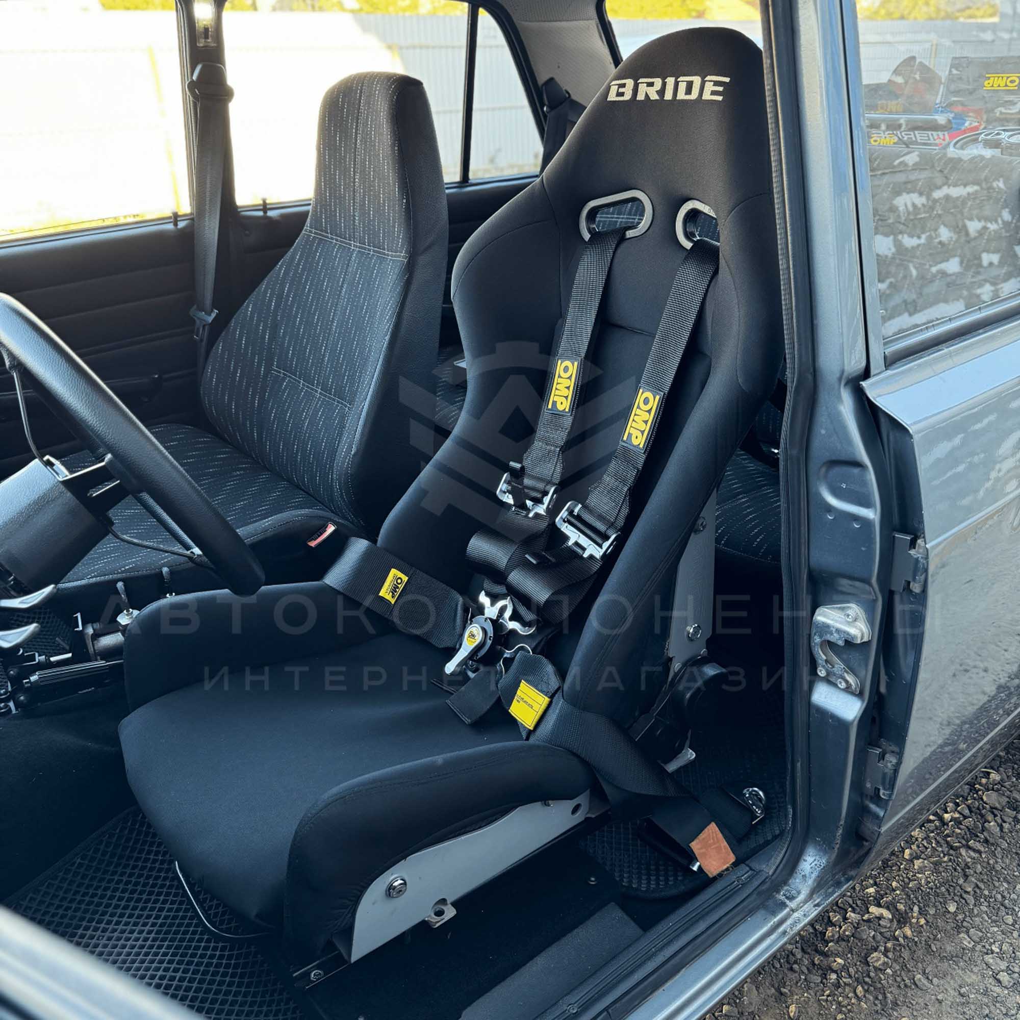 Ремни безопасности SPORT OMP style 4-х точечные (черные)