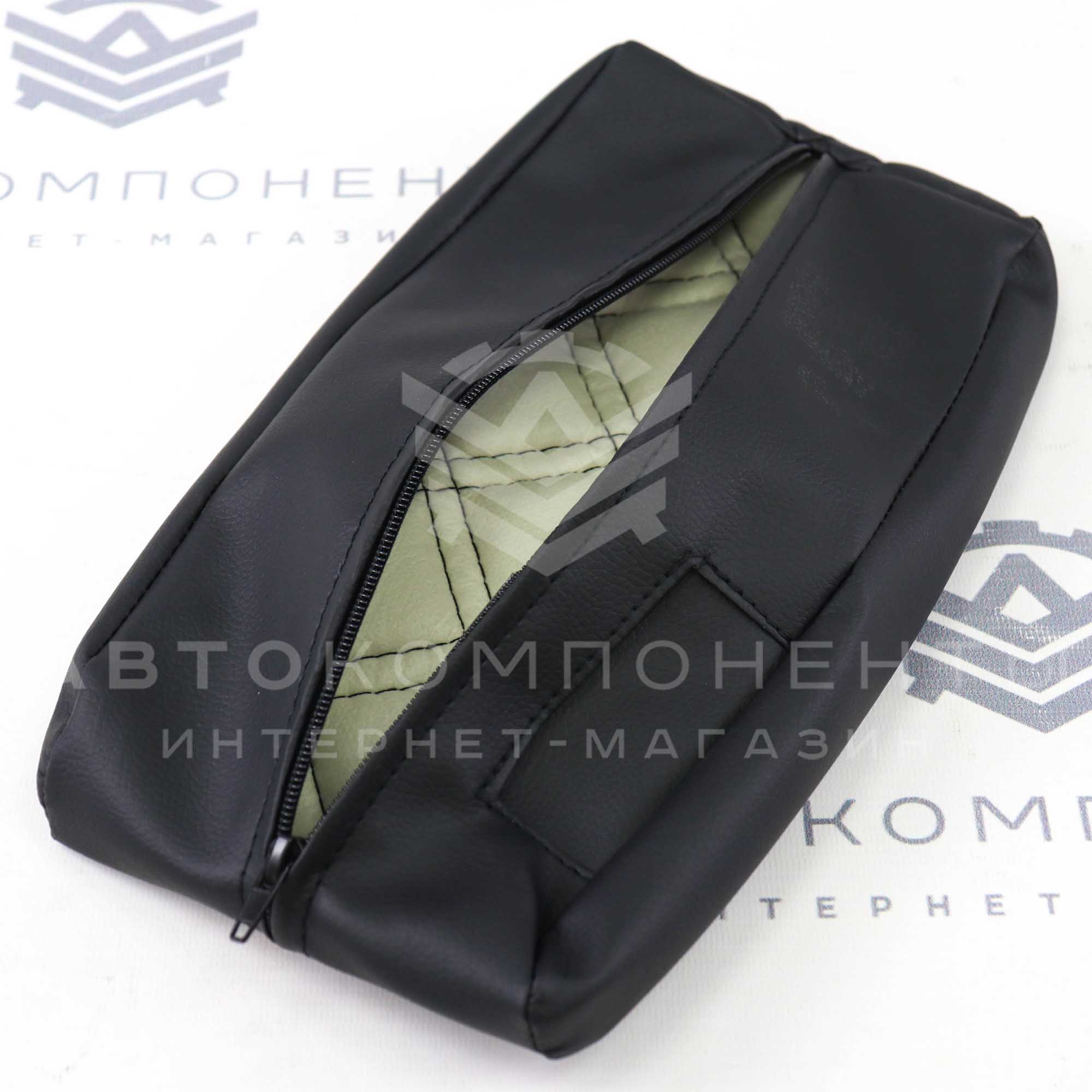 Чехол подлокотника "Аламар" прострочка "Квадрат по диагонали 2 строчки" ВАЗ 2110-2112, Гранта, Калина