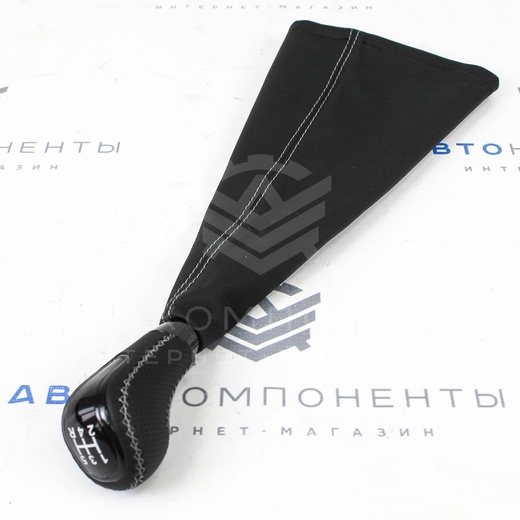 Ручка КПП (стиль Vesta черный лак) в коже для Лада Нива 4х4 / ВАЗ 2101-2107