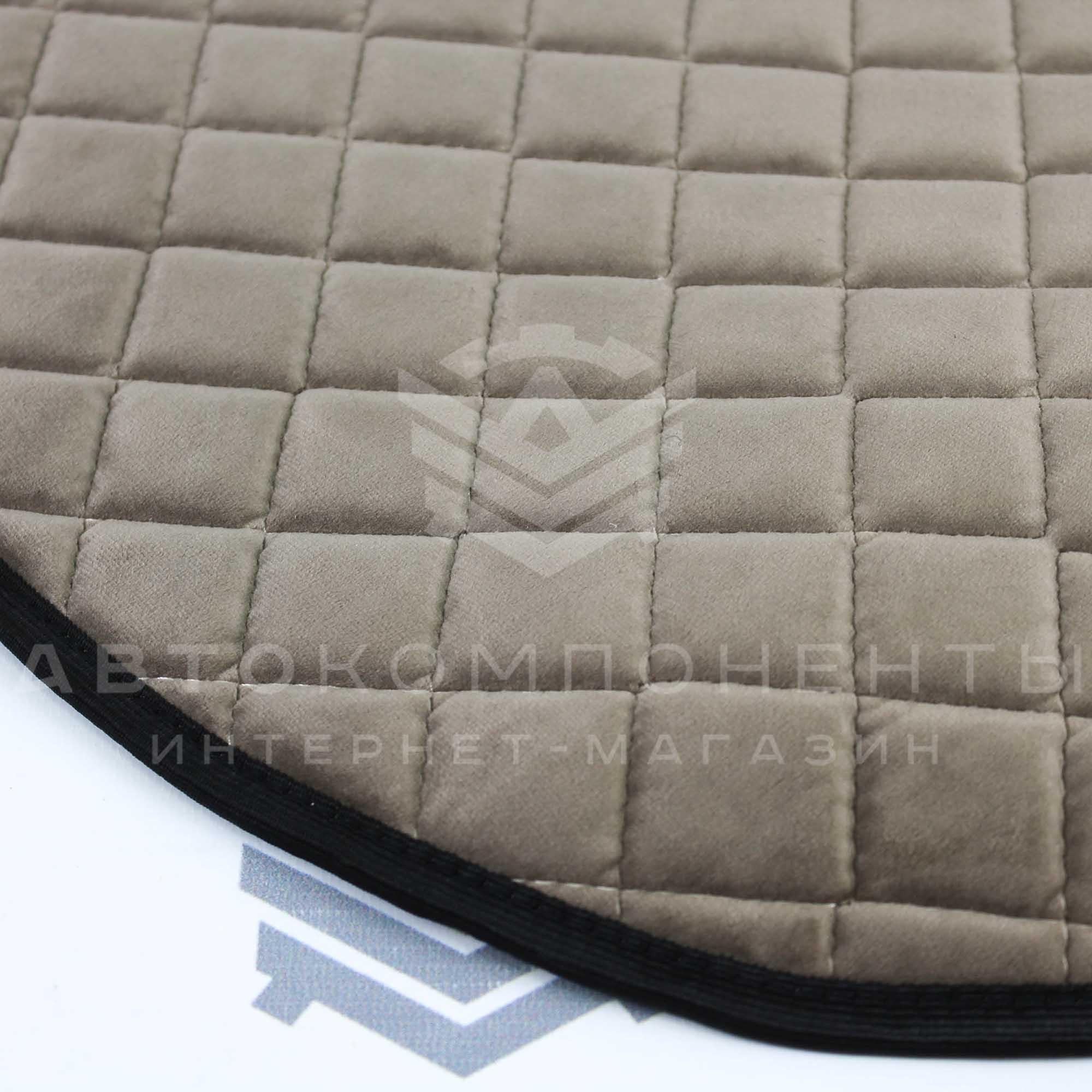 Универсальные накидки из велюра (широкие) без бортов на передние сиденья Ромб (бежевые)