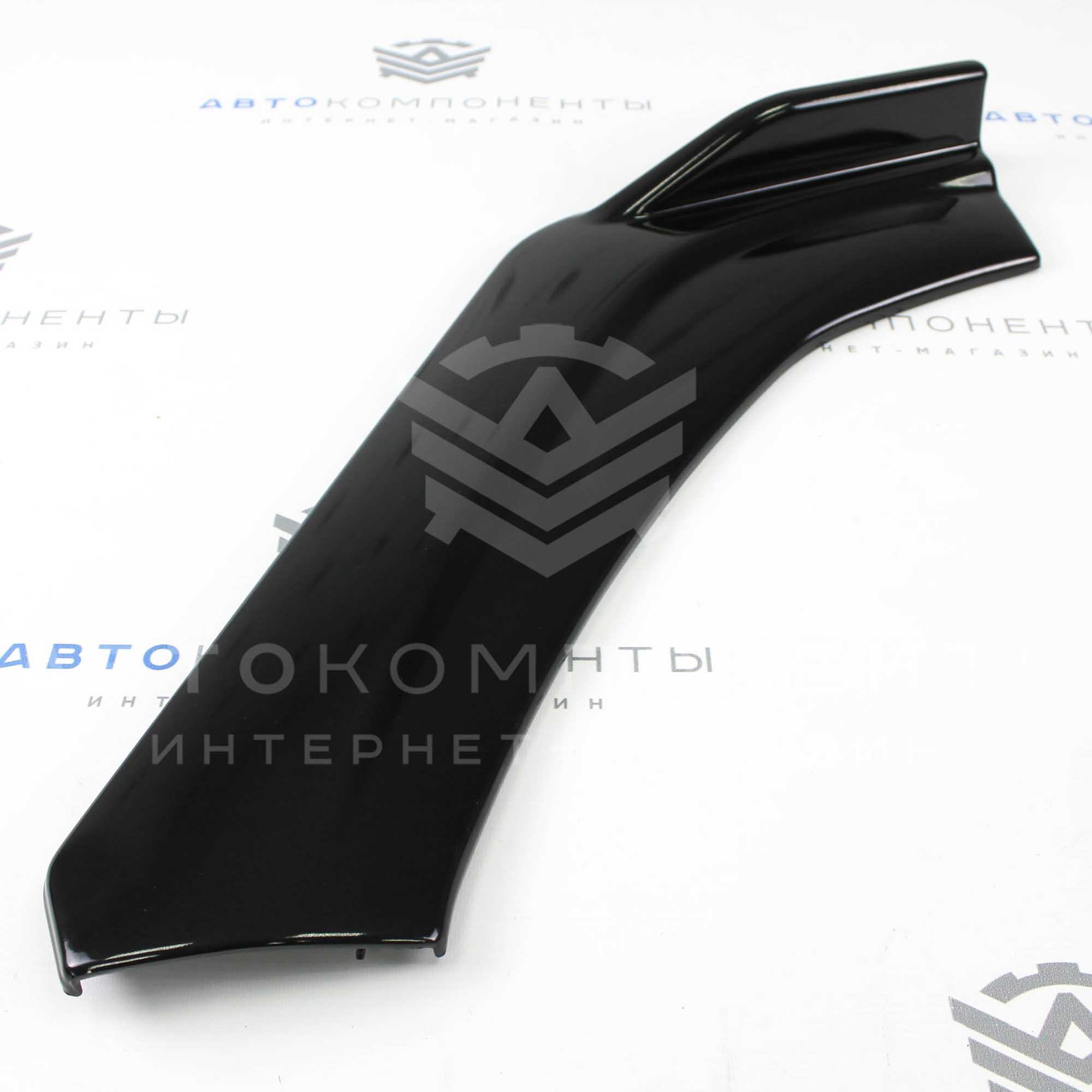 Универсальный сплиттер (вариант №4, с красной серединой) переднего бампера (черный глянец)