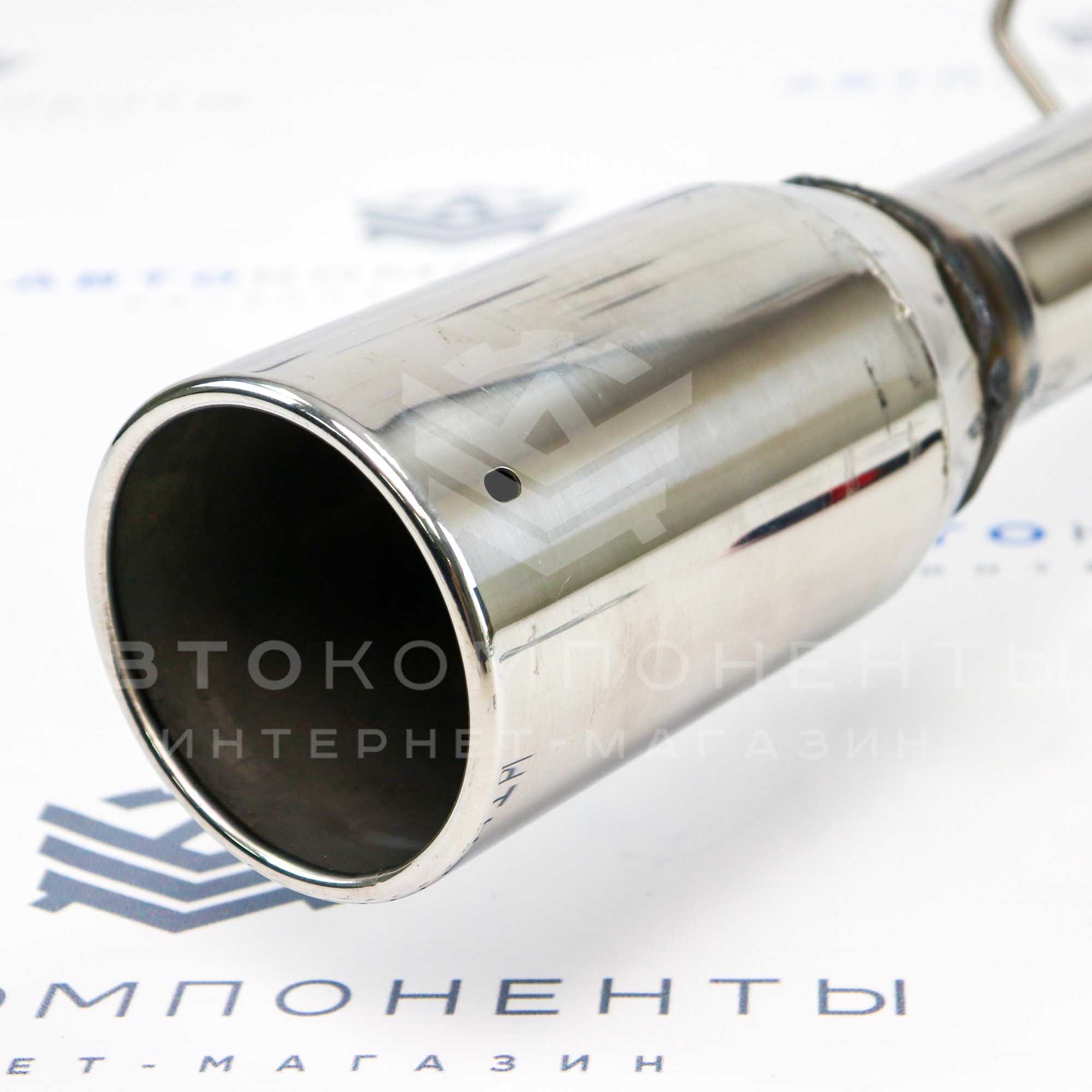 Глушитель "Stinger" основной, прямоточный (с круглой насадкой) Лада Гранта Спорт (нерж. сталь)
