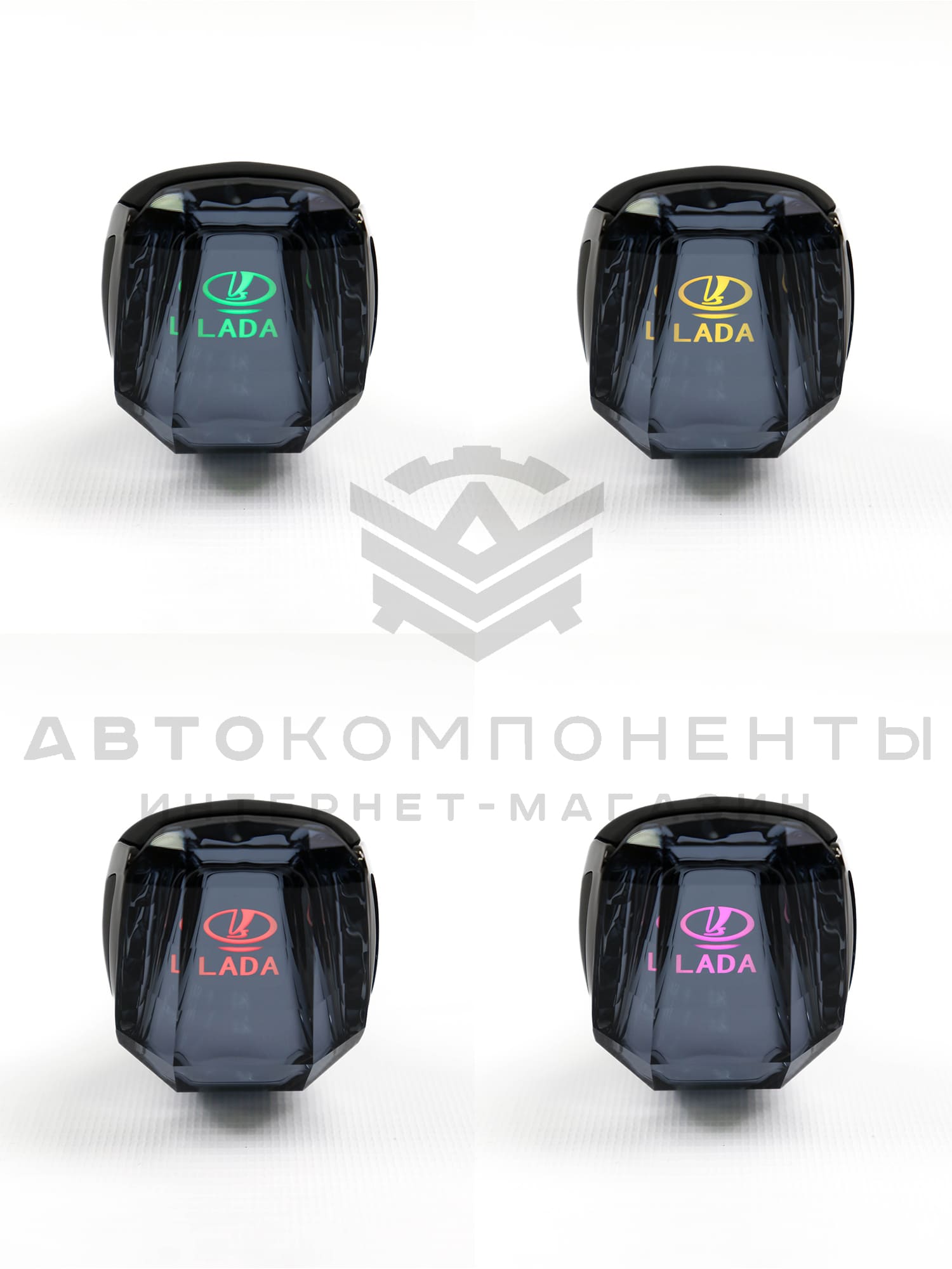 Хрустальная ручка КПП, универсальная "Кристалл" с подсветкой RGB (темный хром)