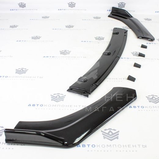 Универсальный сплиттер (вариант №2) переднего бампера (черный глянец)