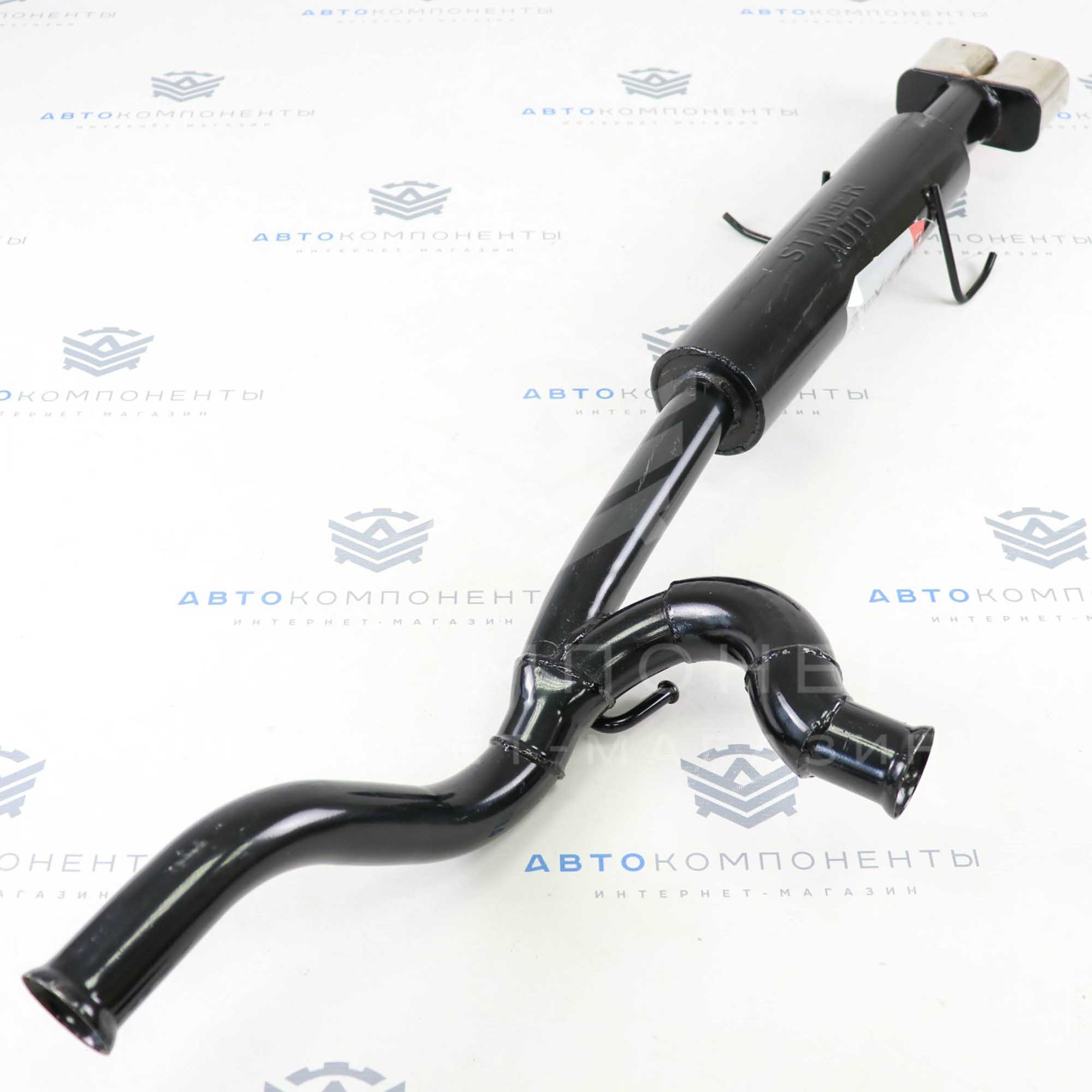 Глушитель "Stinger" раздвоенный (с двойными квадратными насадками) ВАЗ 2113-2114