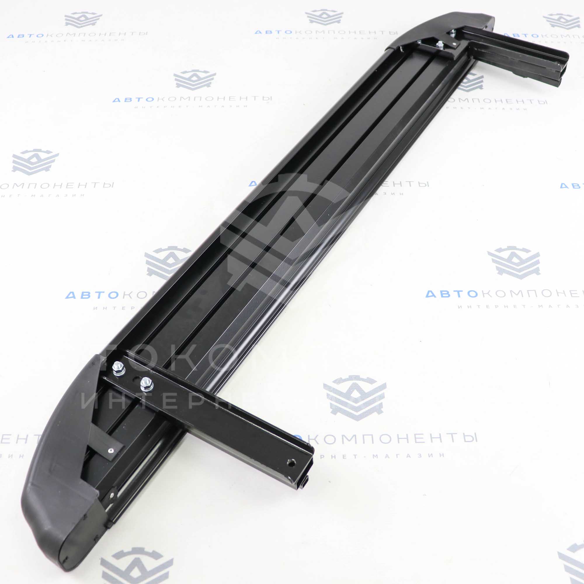 Пороги "БУМЕР 2" (алюминиевые с резинкой) Лада Нива 4х4, Урбан (черные)