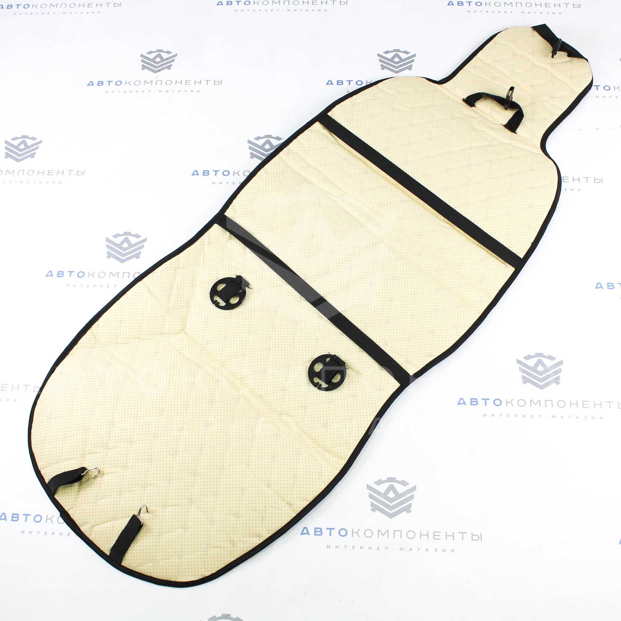 Универсальные накидки из велюра (широкие) без бортов на передние сиденья Ромб (красная нить)