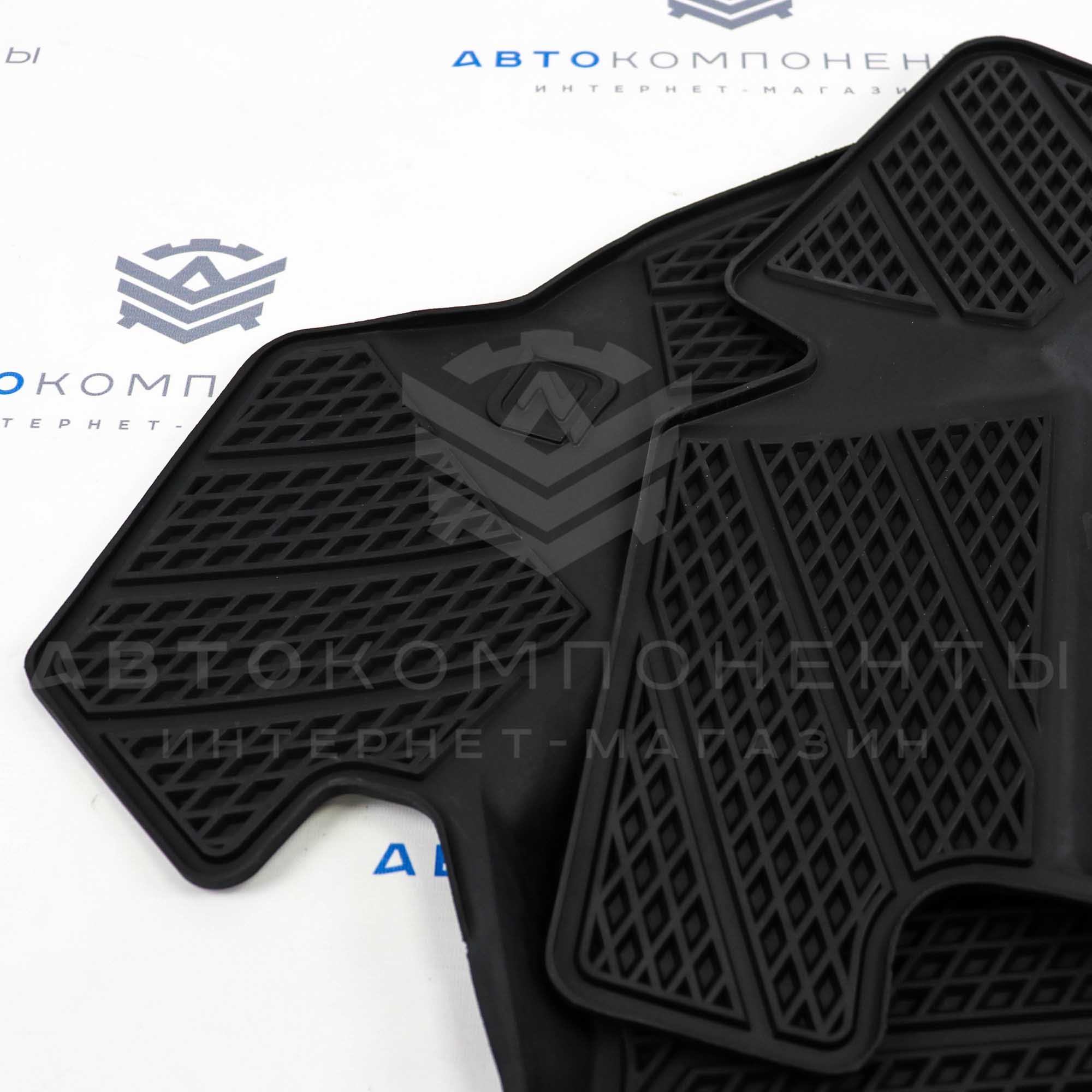Ковры салонные "Rezkon" с бортами (резиновые, ромб) Лада Приора (1239025500)