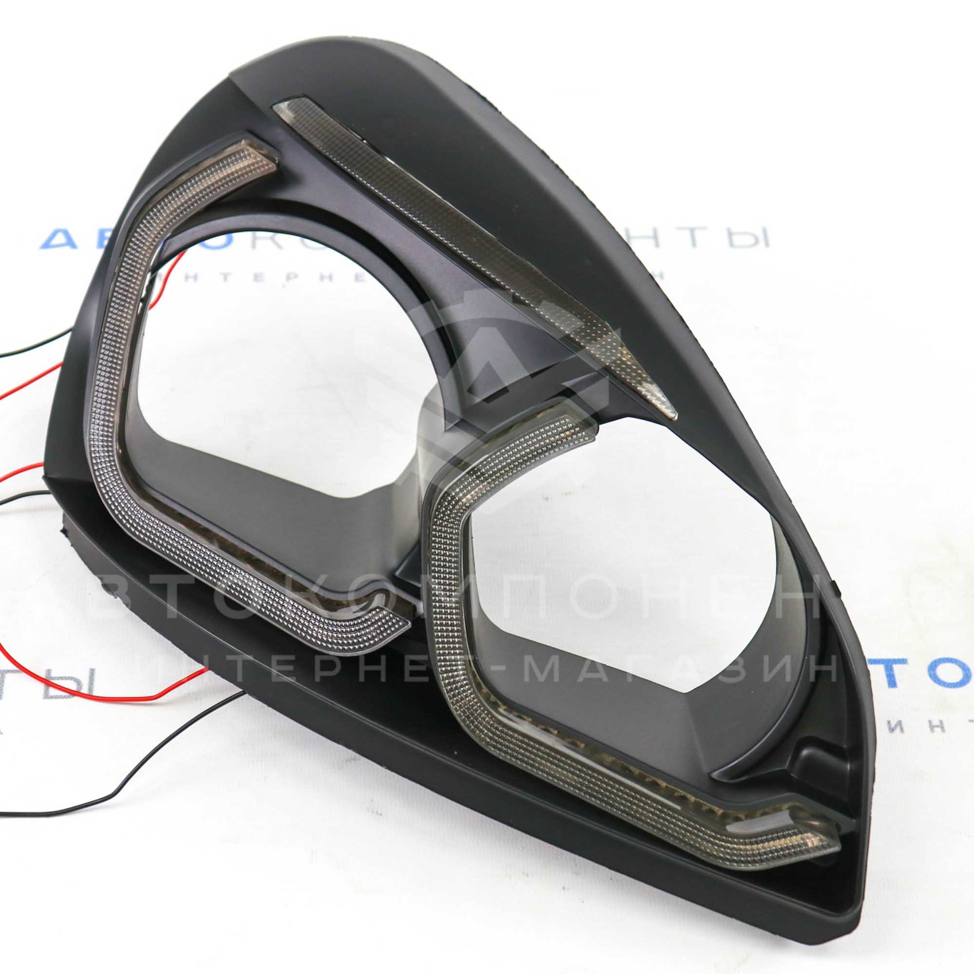 Маски фар Лада Приора в стиле BMW (черные) с поворотниками и ДХО ml234