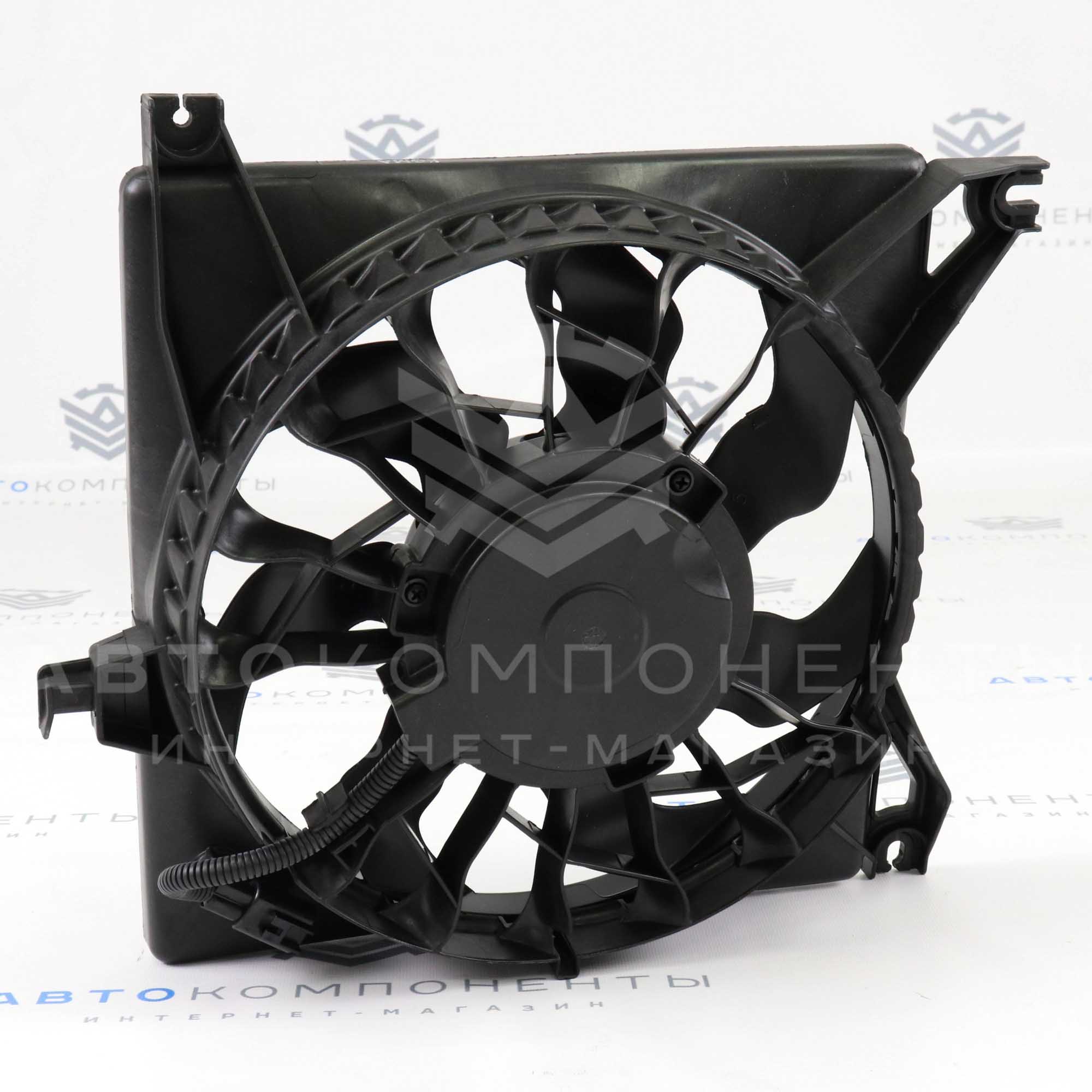 Электровентилятор охлаждения с кожухом Лада Гранта, Калина 2 (без кондиционера) до 2016 года выпуска