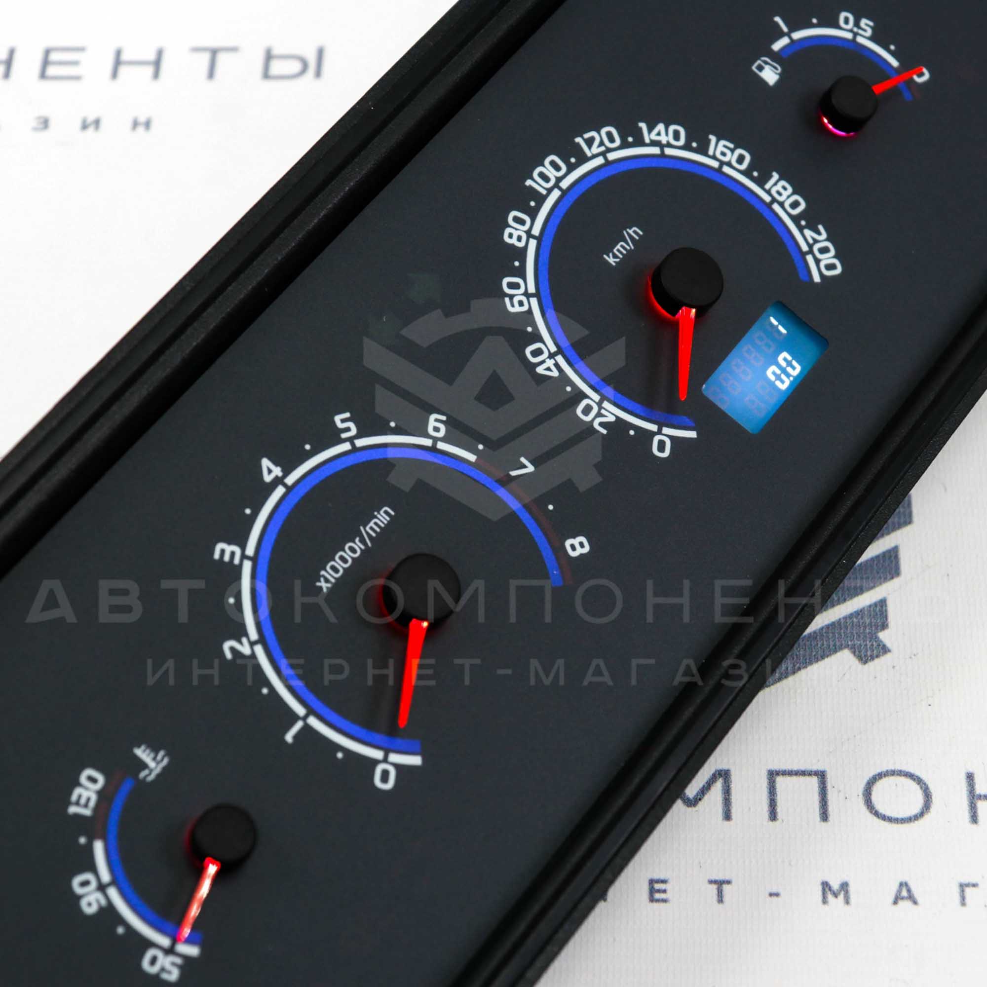 Комбинация приборов со стеклом в стиле "Приора 2" ВАЗ 2104, 2107 (сине-белая)